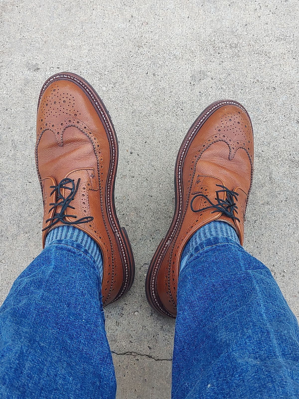 Photo by prospect_joe on July 9, 2024 of the Grant Stone Longwing in Horween Brown Pebble Grain.