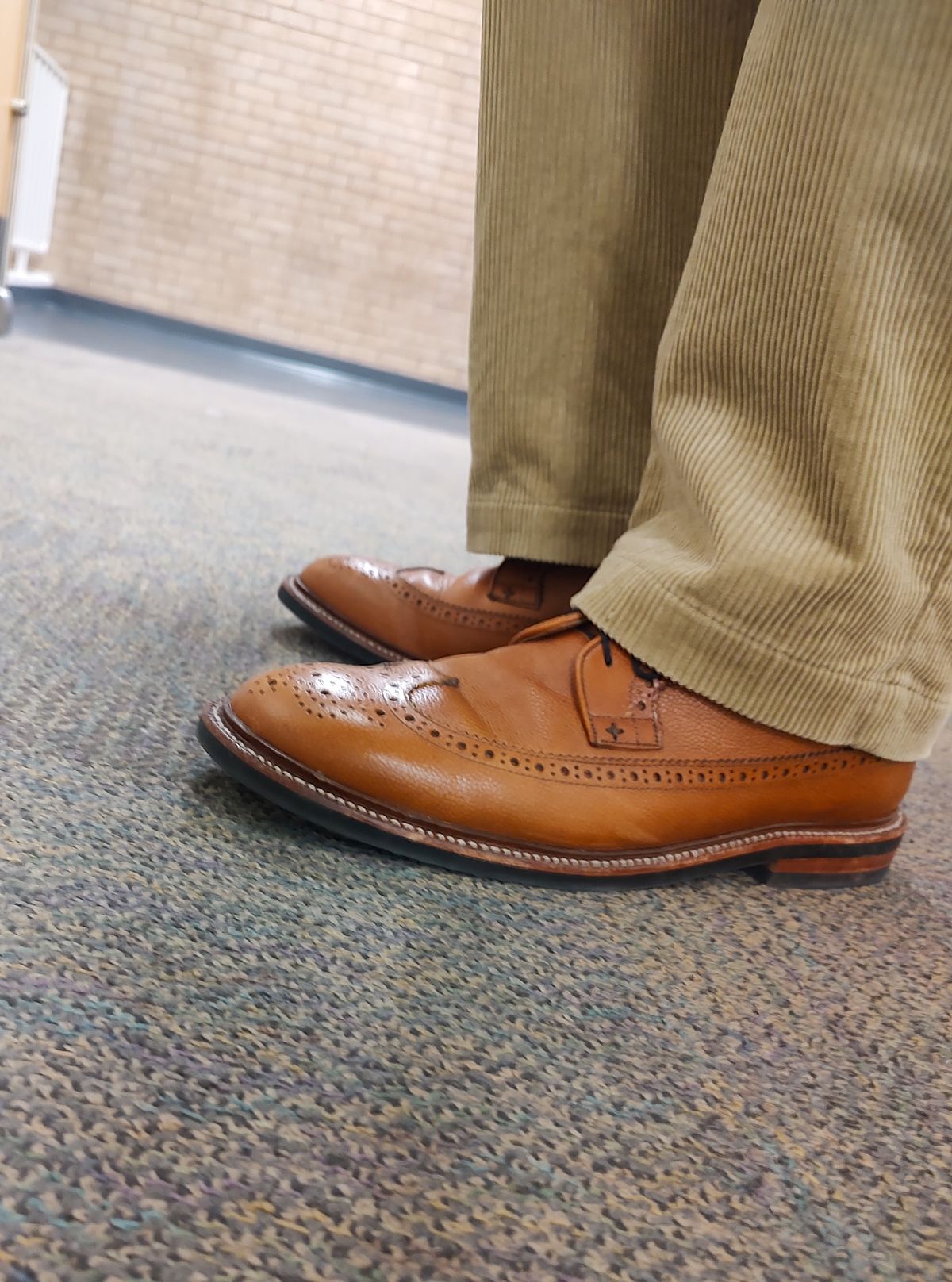 Photo by prospect_joe on July 29, 2024 of the Grant Stone Longwing in Horween Brown Pebble Grain.