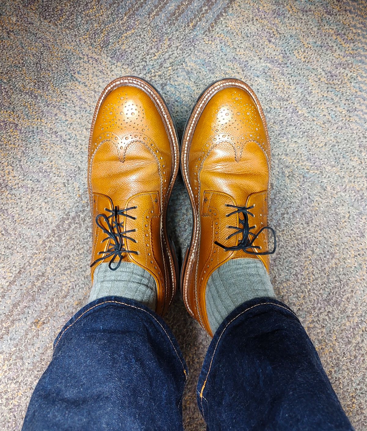 Photo by prospect_joe on August 20, 2024 of the Grant Stone Longwing in Horween Brown Pebble Grain.