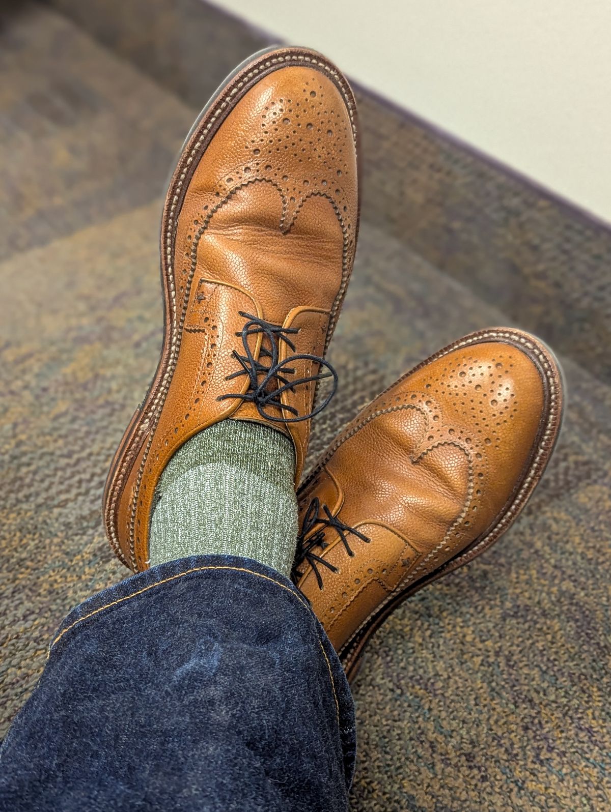 Photo by prospect_joe on February 20, 2025 of the Grant Stone Longwing in Horween Brown Pebble Grain.