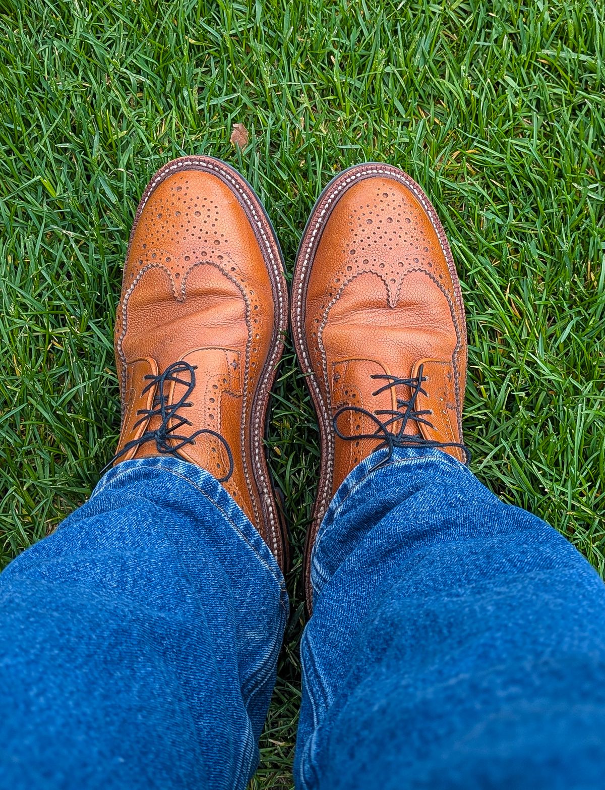 Photo by prospect_joe on May 7, 2025 of the Grant Stone Longwing in Horween Brown Pebble Grain.