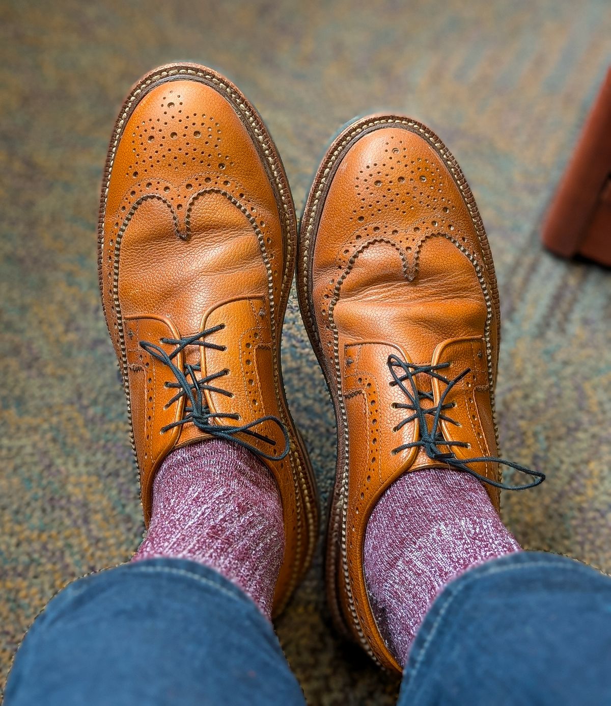 Photo by prospect_joe on July 27, 2025 of the Grant Stone Longwing in Horween Brown Pebble Grain.
