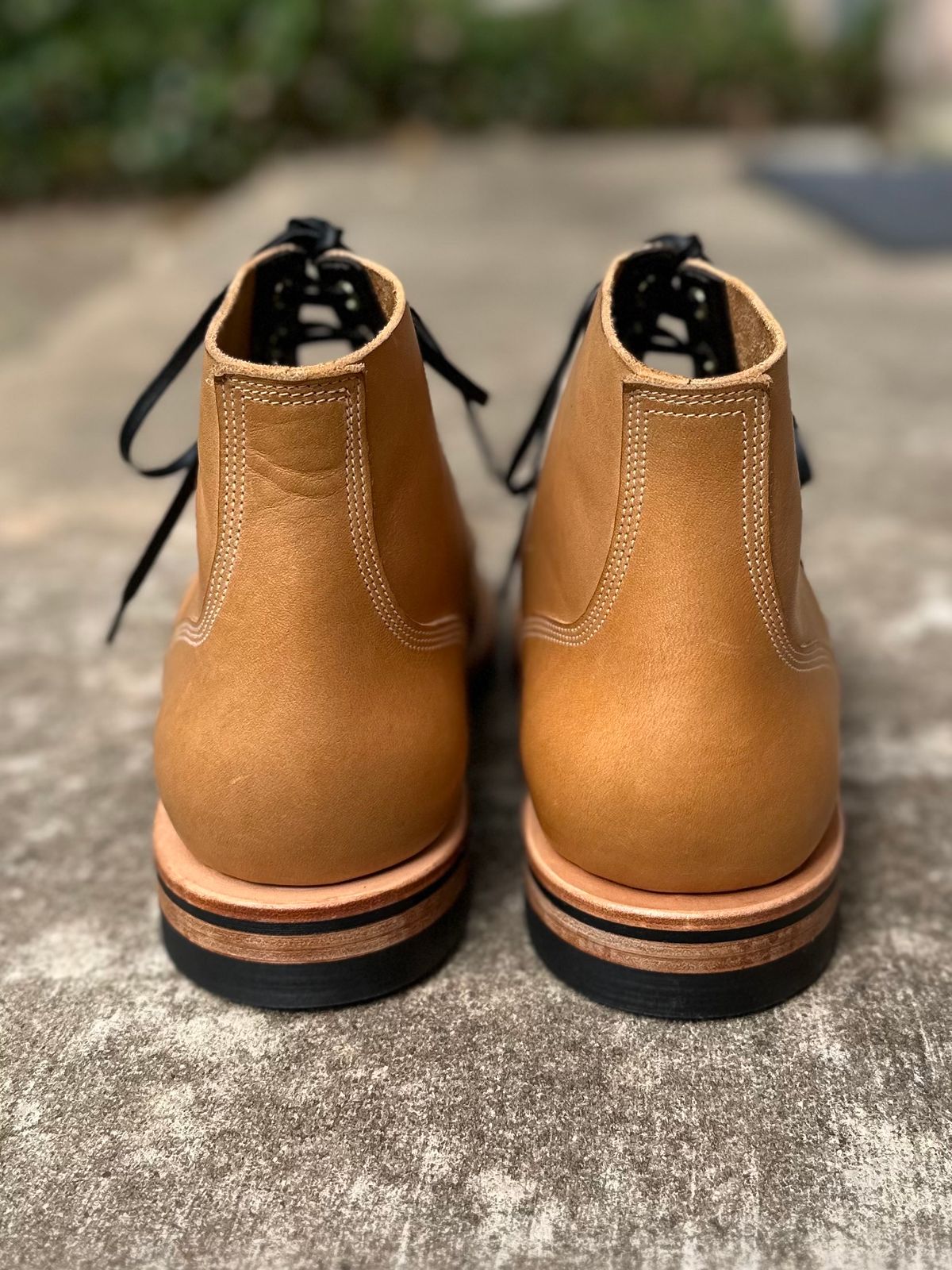Photo by sononchalant on November 3, 2023 of the New River Boot Boondocker in Horween Moc Latigo.