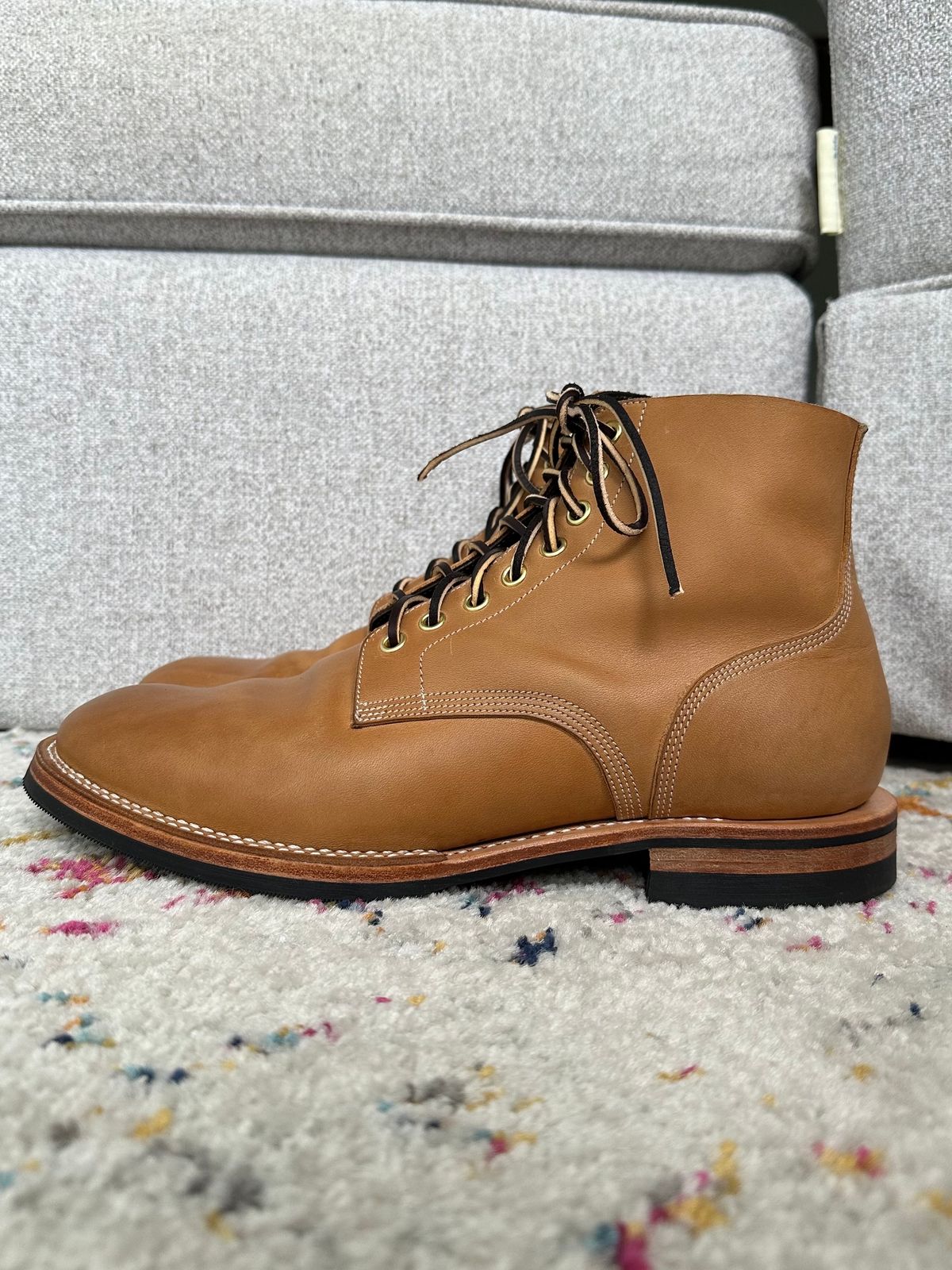 Photo by sononchalant on January 4, 2024 of the New River Boot Boondocker in Horween Moc Latigo.
