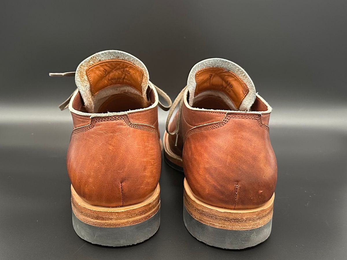 Photo by sononchalant on January 1, 2023 of the Viberg 145 Oxford in Horween Saddle Tan Chromepak.