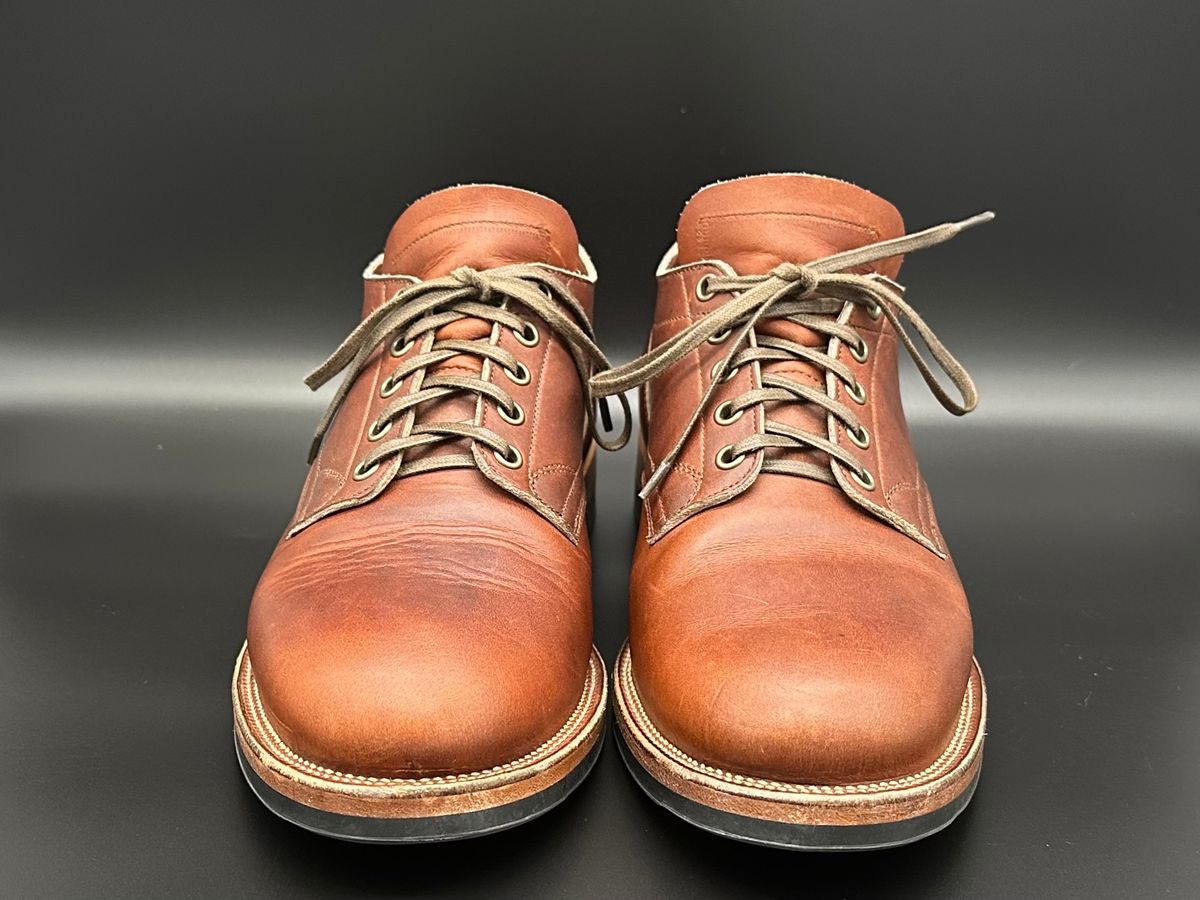 Photo by sononchalant on January 1, 2023 of the Viberg 145 Oxford in Horween Saddle Tan Chromepak.