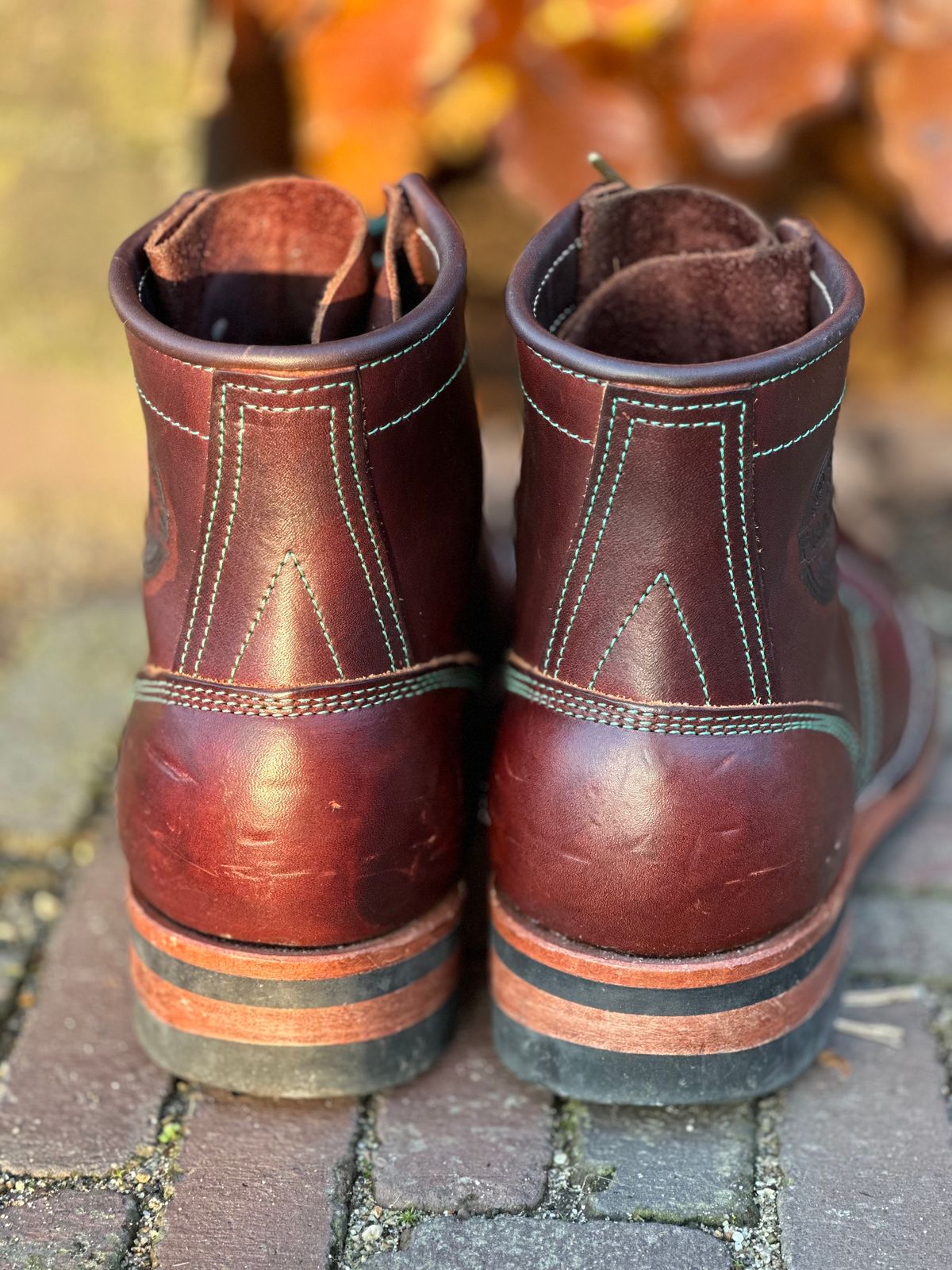 Photo by Dutchbootsguy on December 3, 2023 of the Frank's Boots Ground Pounder in Wickett & Craig Chestnut Oiled Latigo.
