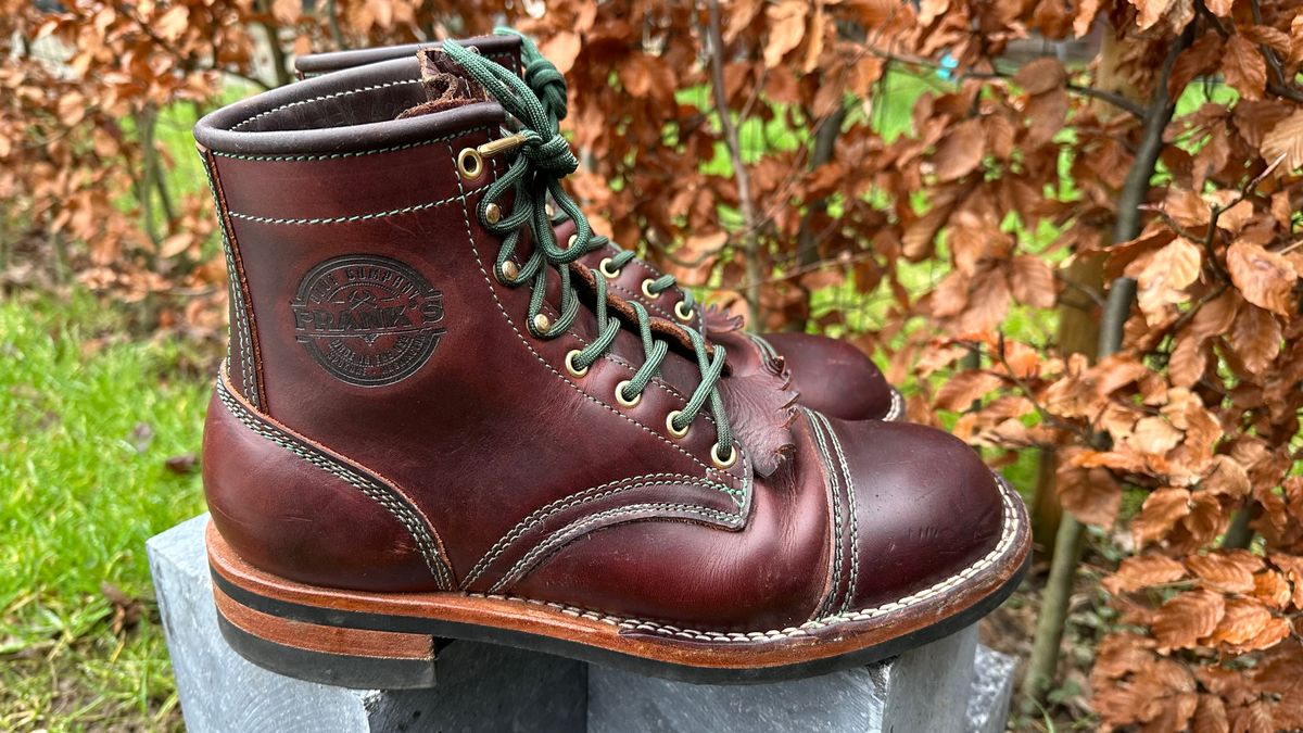Photo by Dutchbootsguy on February 3, 2024 of the Frank's Boots Ground Pounder in Wickett & Craig Chestnut Oiled Latigo.