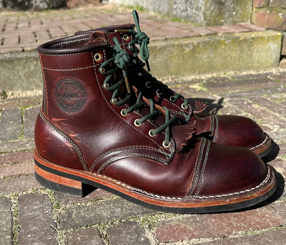 Photo by Dutchbootsguy on March 2, 2024 of the Frank's Boots Ground Pounder in Wickett & Craig Chestnut Oiled Latigo.