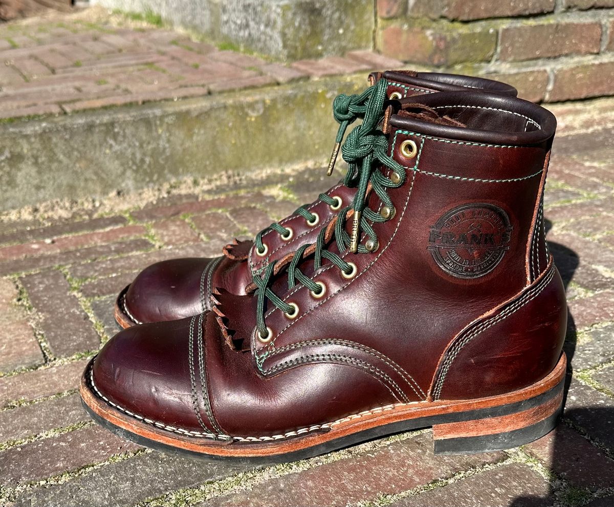 Photo by Dutchbootsguy on March 2, 2024 of the Frank's Boots Ground Pounder in Wickett & Craig Chestnut Oiled Latigo.
