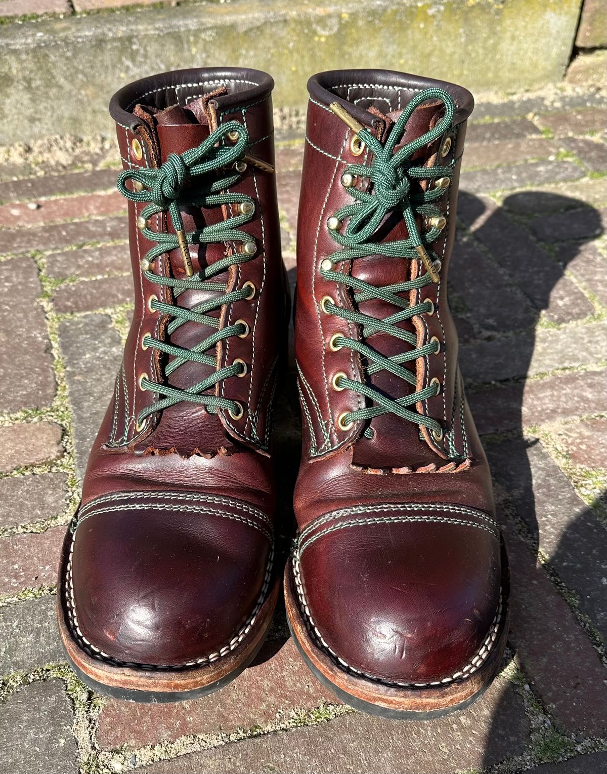 Photo by Dutchbootsguy on March 2, 2024 of the Frank's Boots Ground Pounder in Wickett & Craig Chestnut Oiled Latigo.