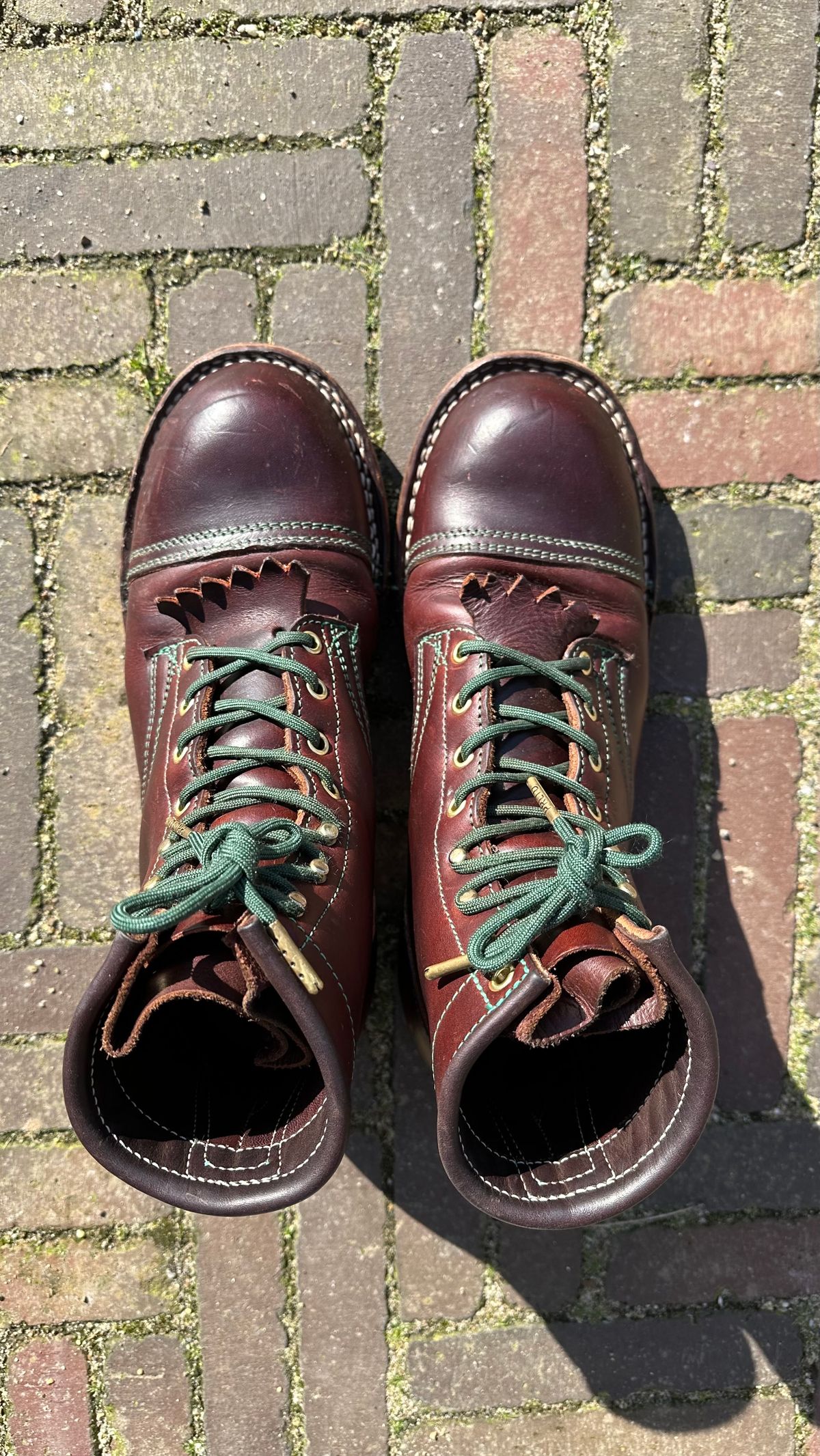 Photo by Dutchbootsguy on March 2, 2024 of the Frank's Boots Ground Pounder in Wickett & Craig Chestnut Oiled Latigo.
