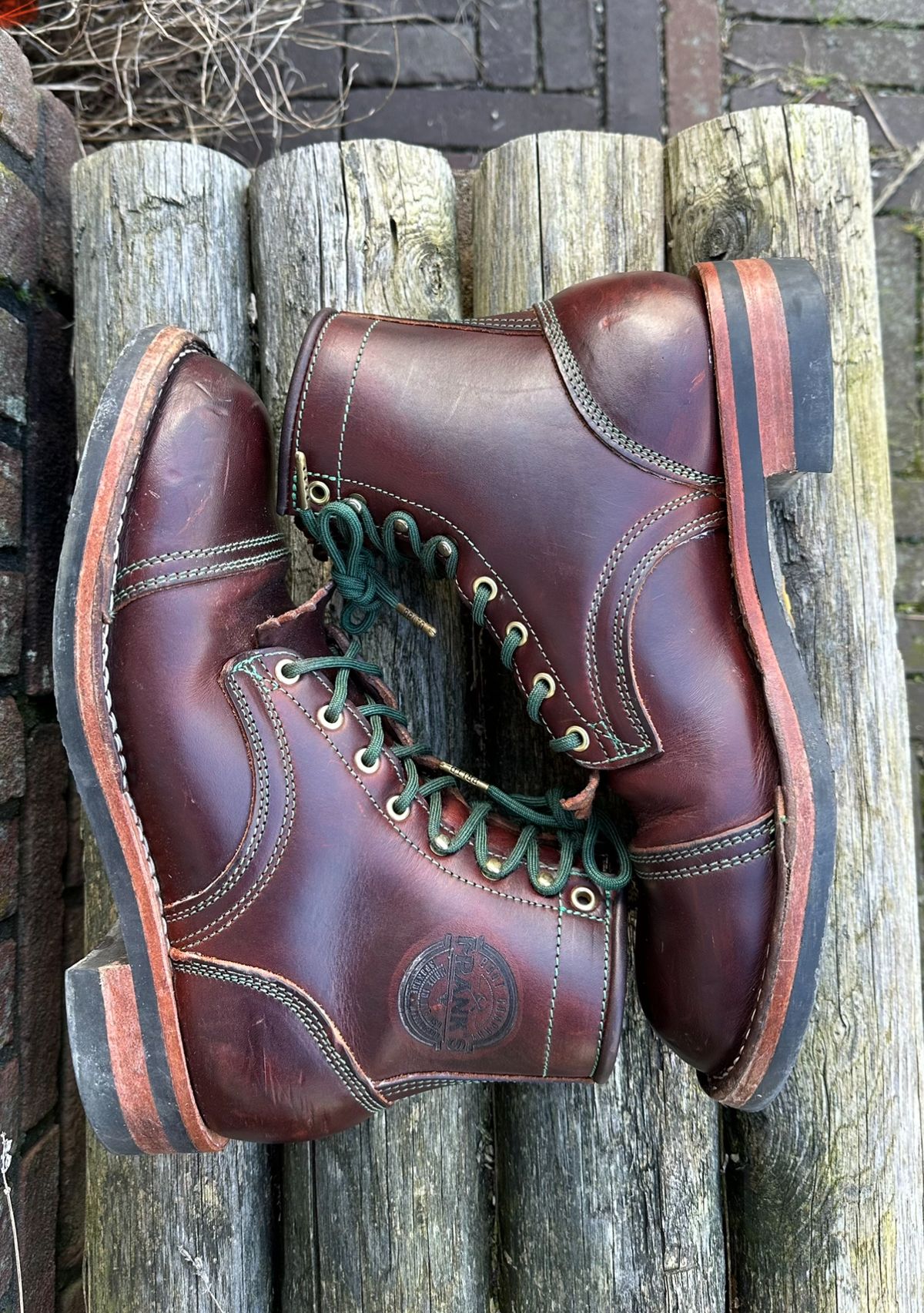 Photo by Dutchbootsguy on March 2, 2024 of the Frank's Boots Ground Pounder in Wickett & Craig Chestnut Oiled Latigo.