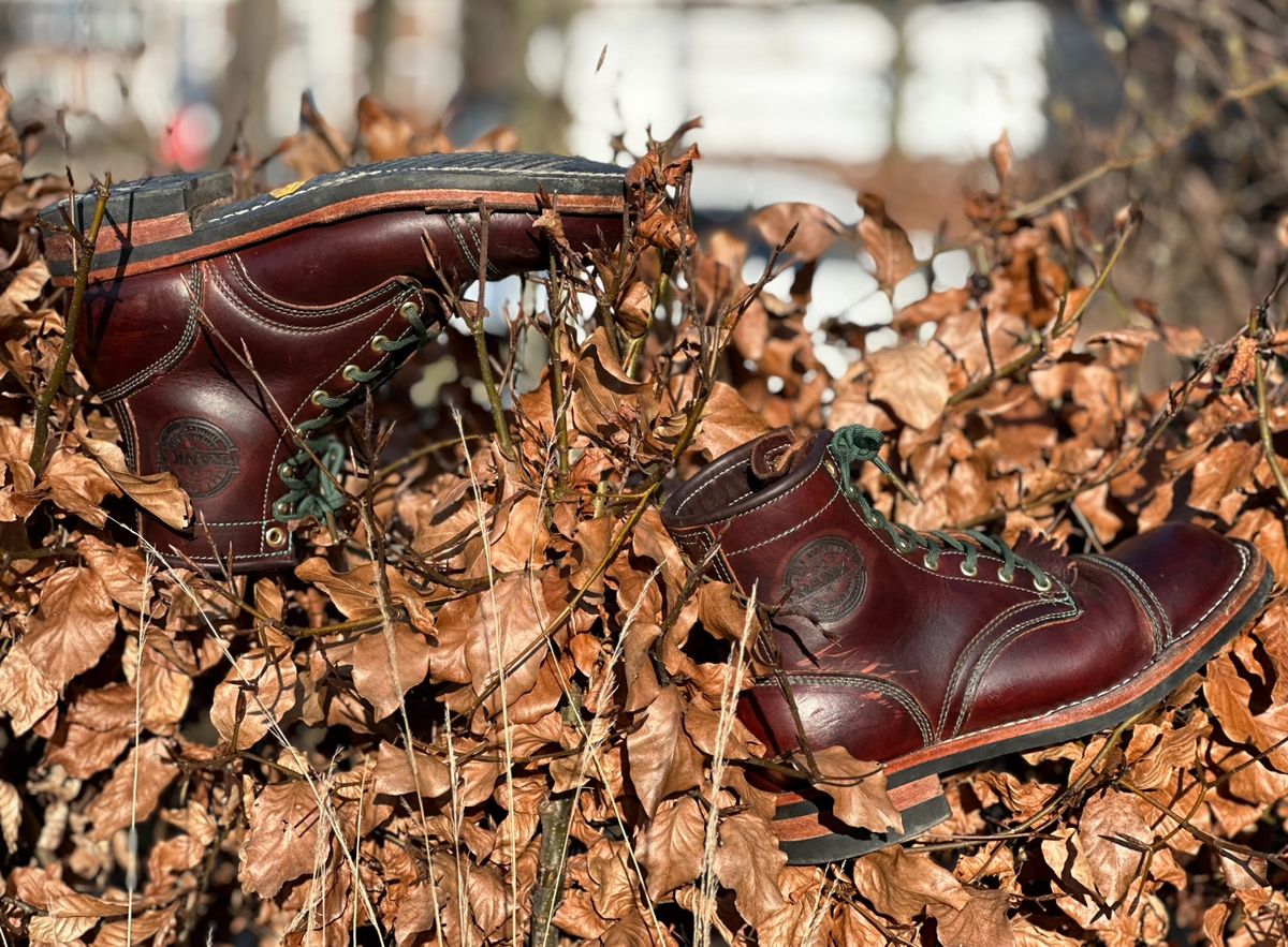 Photo by Dutchbootsguy on March 2, 2024 of the Frank's Boots Ground Pounder in Wickett & Craig Chestnut Oiled Latigo.