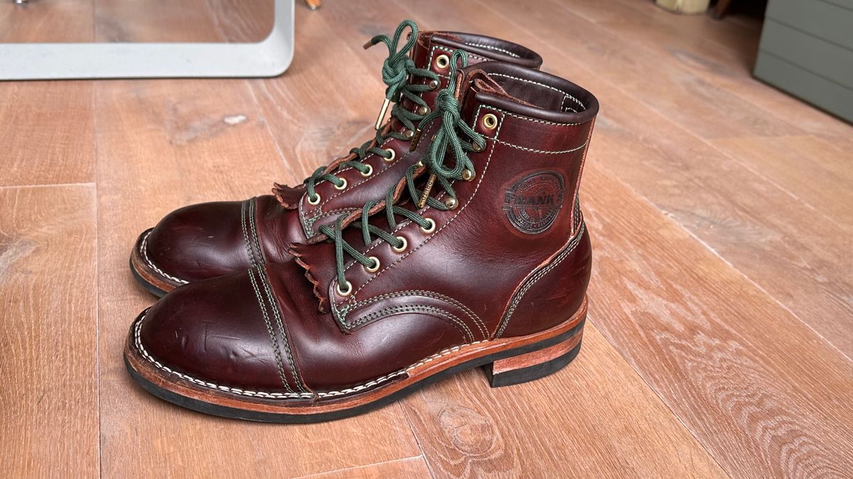 Photo by Dutchbootsguy on April 2, 2024 of the Frank's Boots Ground Pounder in Wickett & Craig Chestnut Oiled Latigo.