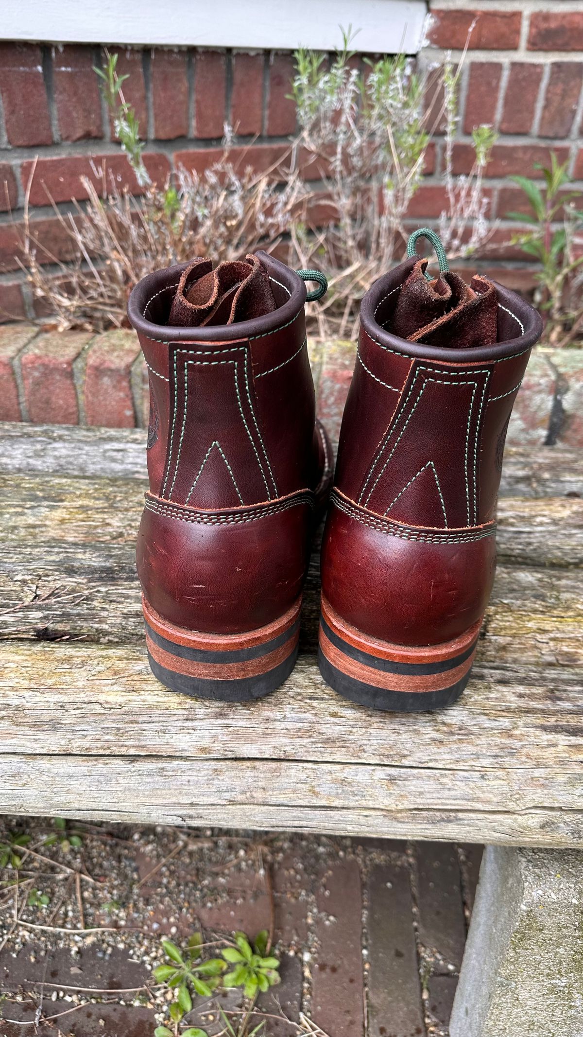 Photo by Dutchbootsguy on April 2, 2024 of the Frank's Boots Ground Pounder in Wickett & Craig Chestnut Oiled Latigo.