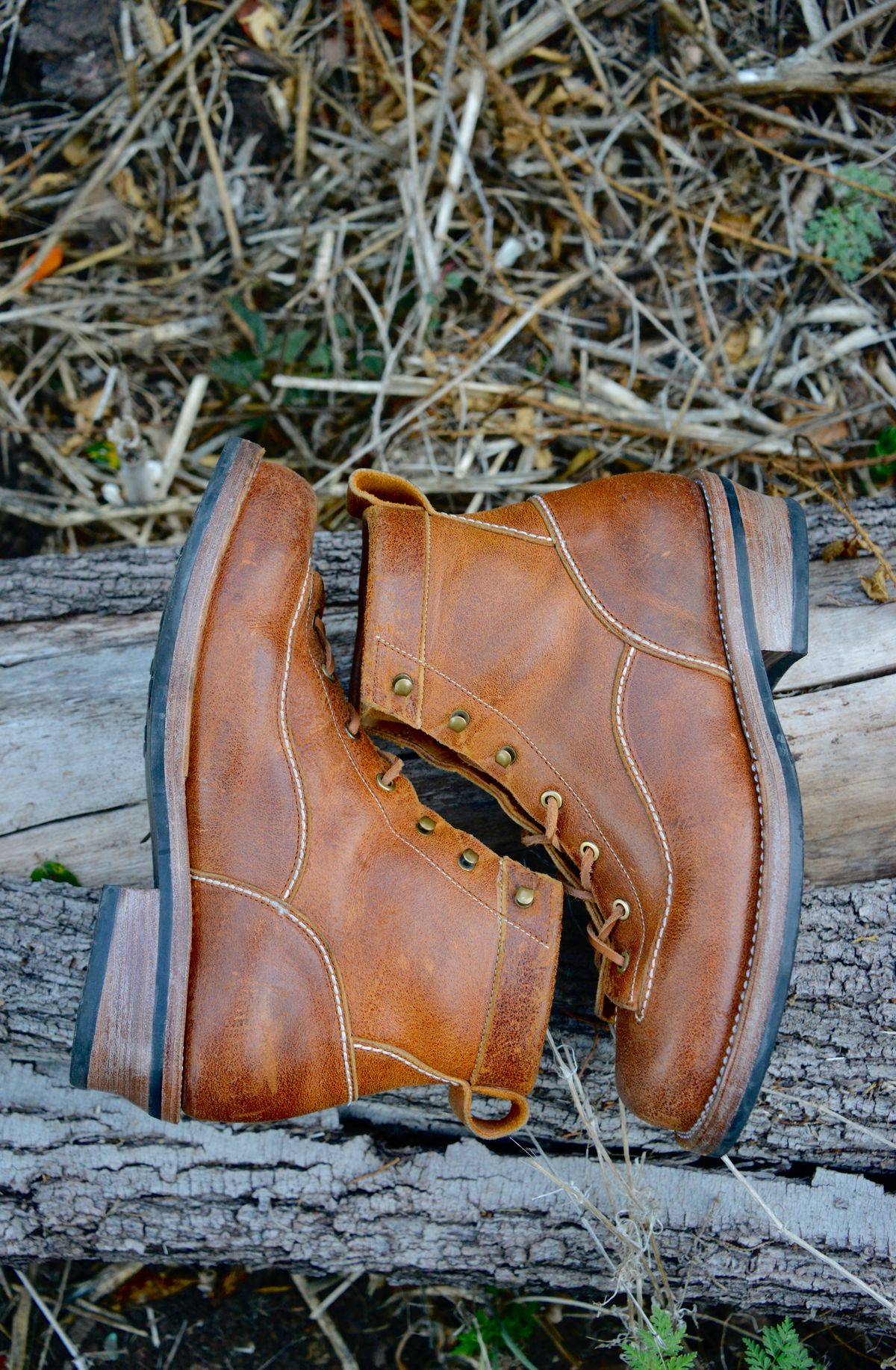 Photo by Eddie on November 5, 2022 of the Txture Sanity Boots in C.F. Stead Coach Crazy Cow.