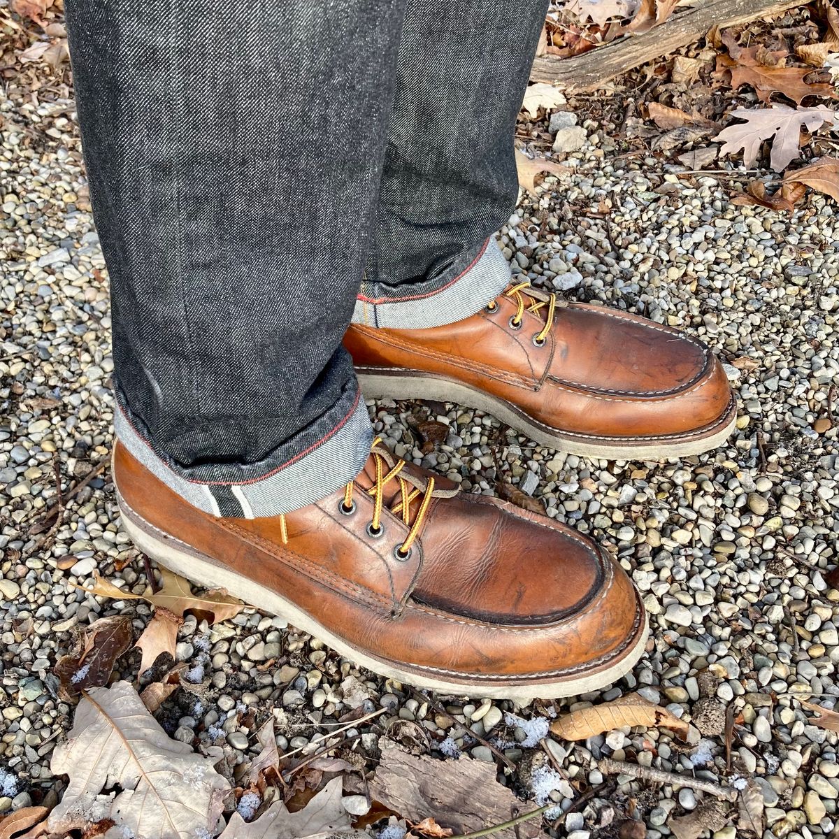 Photo by mreams99 on December 20, 2022 of the Red Wing 8-Inch Classic Moc in S.B. Foot Oro-Iginal.