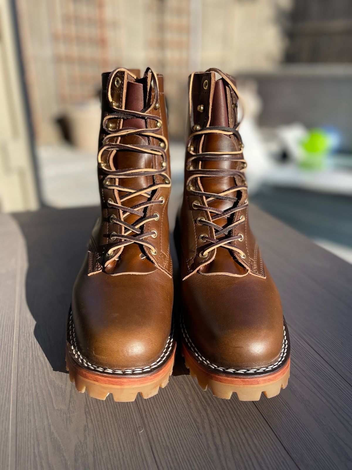 Photo by PLopez578 on October 2, 2023 of the Nicks DomePro in Horween British Tan Chromexcel.