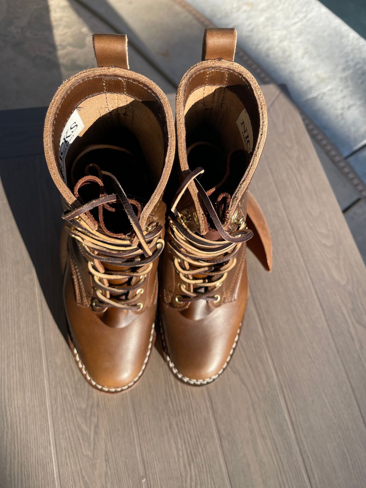 Photo by PLopez578 on October 2, 2023 of the Nicks DomePro in Horween British Tan Chromexcel.