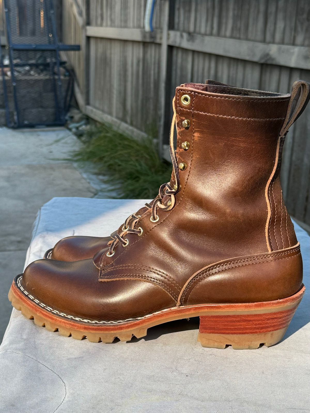 Photo by PLopez578 on November 3, 2023 of the Nicks DomePro in Horween British Tan Chromexcel.