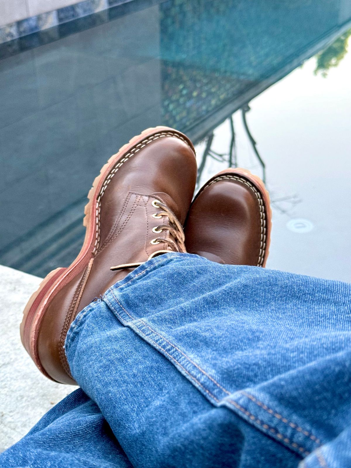 Photo by PLopez578 on December 5, 2023 of the Nicks DomePro in Horween British Tan Chromexcel.