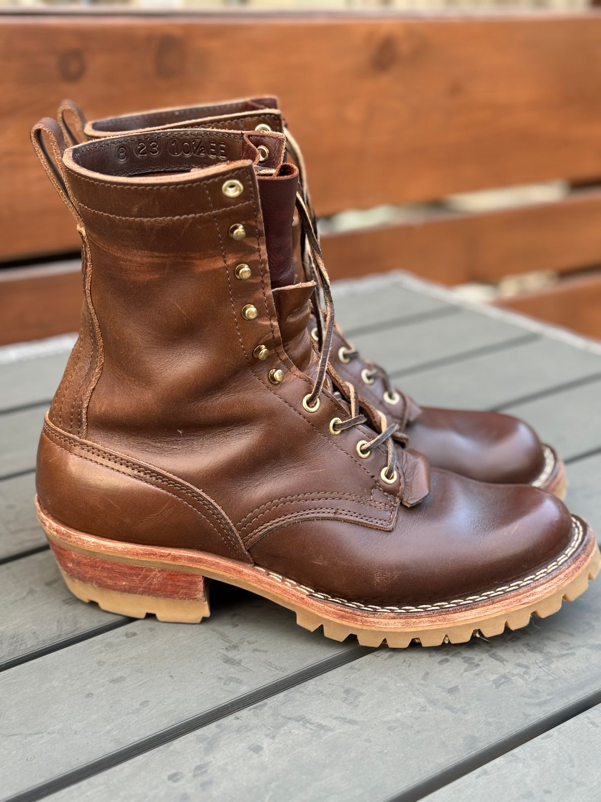 Photo by PLopez578 on March 6, 2024 of the Nicks DomePro in Horween British Tan Chromexcel.