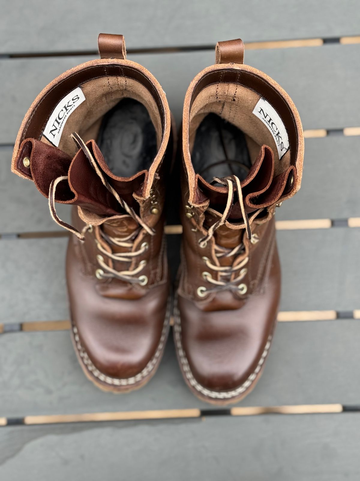 Photo by PLopez578 on April 5, 2024 of the Nicks DomePro in Horween British Tan Chromexcel.