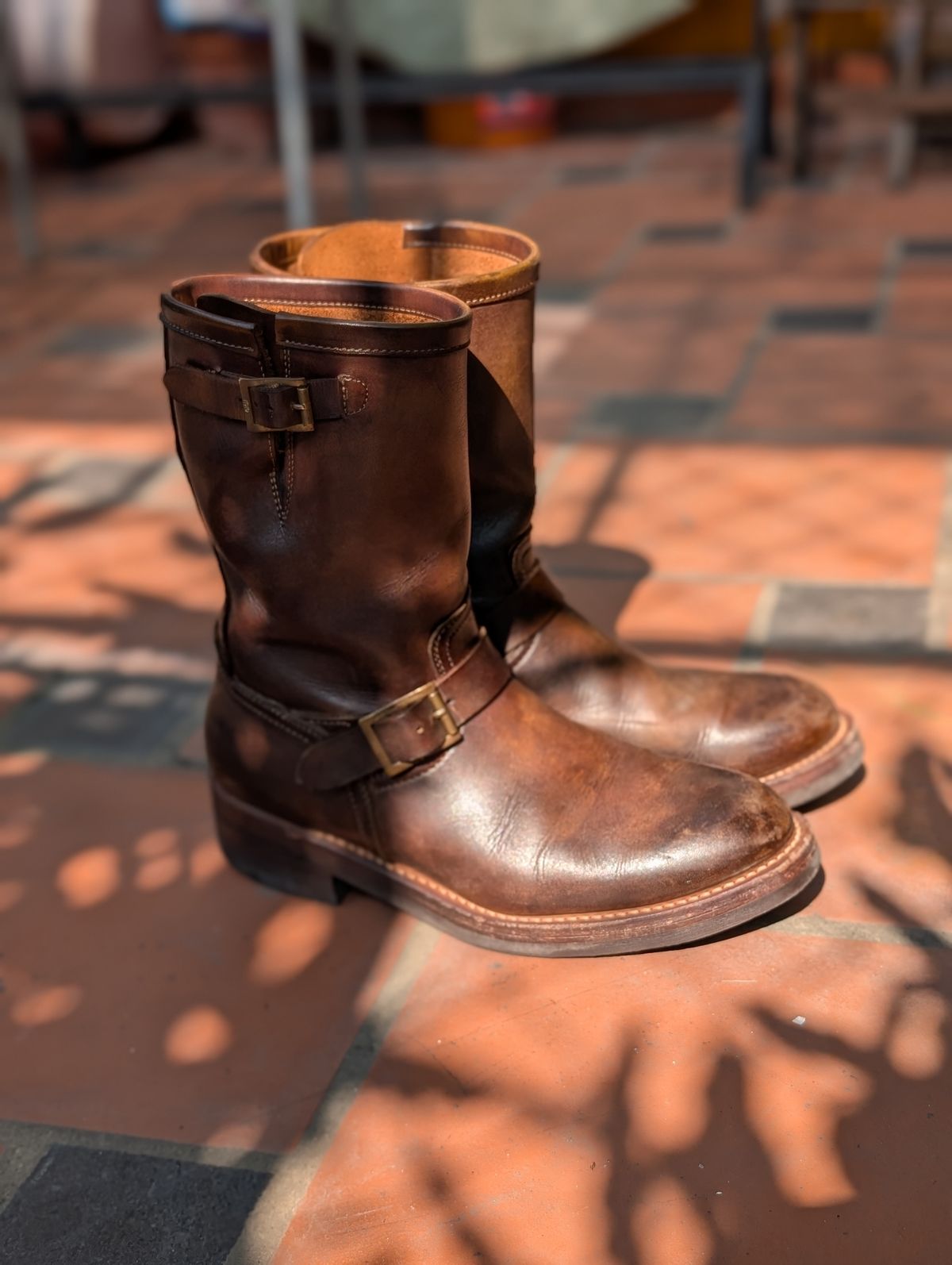 Photo by hiimhoan on January 7, 2025 of the Motor Engineer Boots in Motor / Brown Hand-Dyed Calfskin.