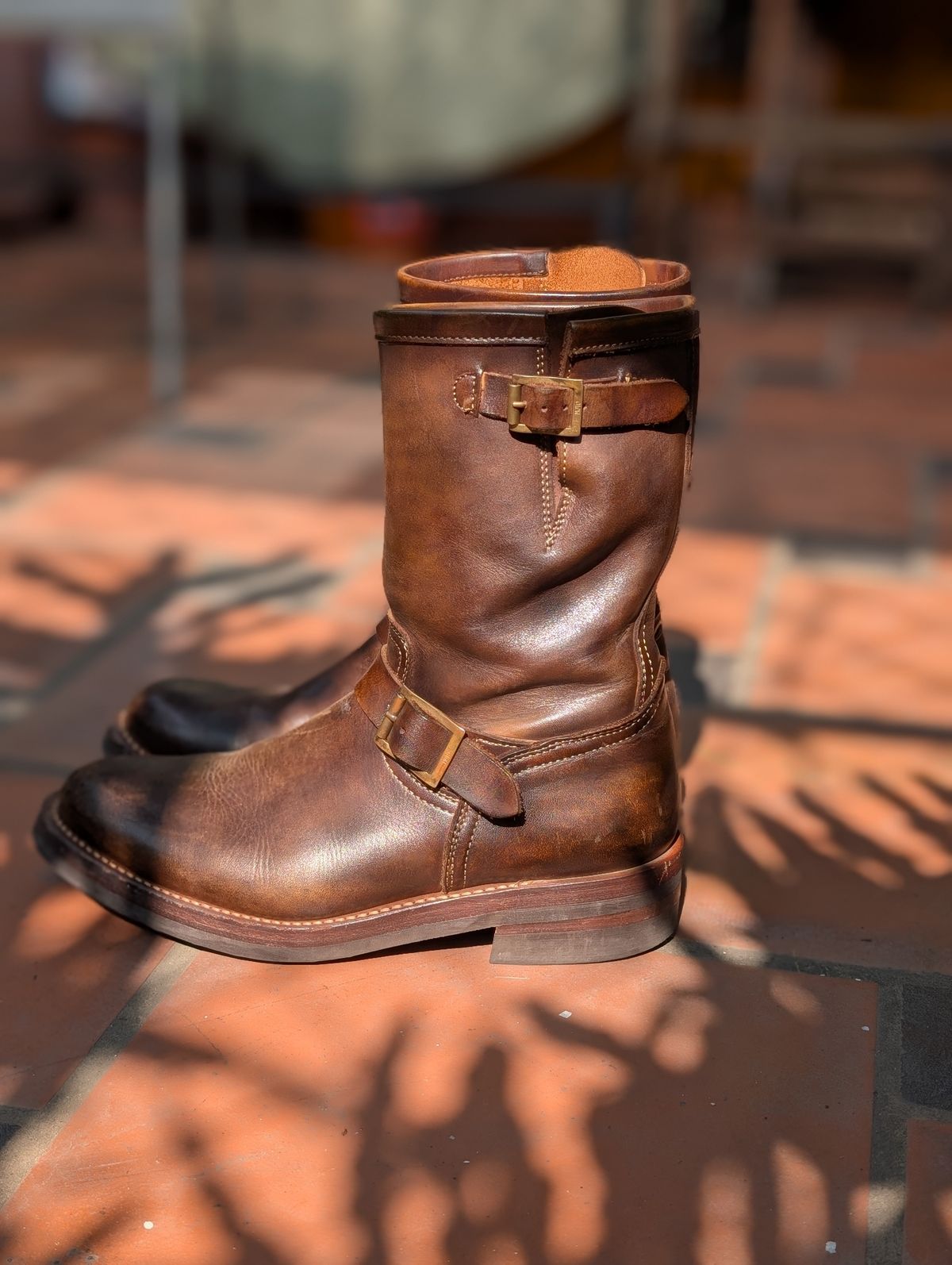 Photo by hiimhoan on January 7, 2025 of the Motor Engineer Boots in Motor / Brown Hand-Dyed Calfskin.