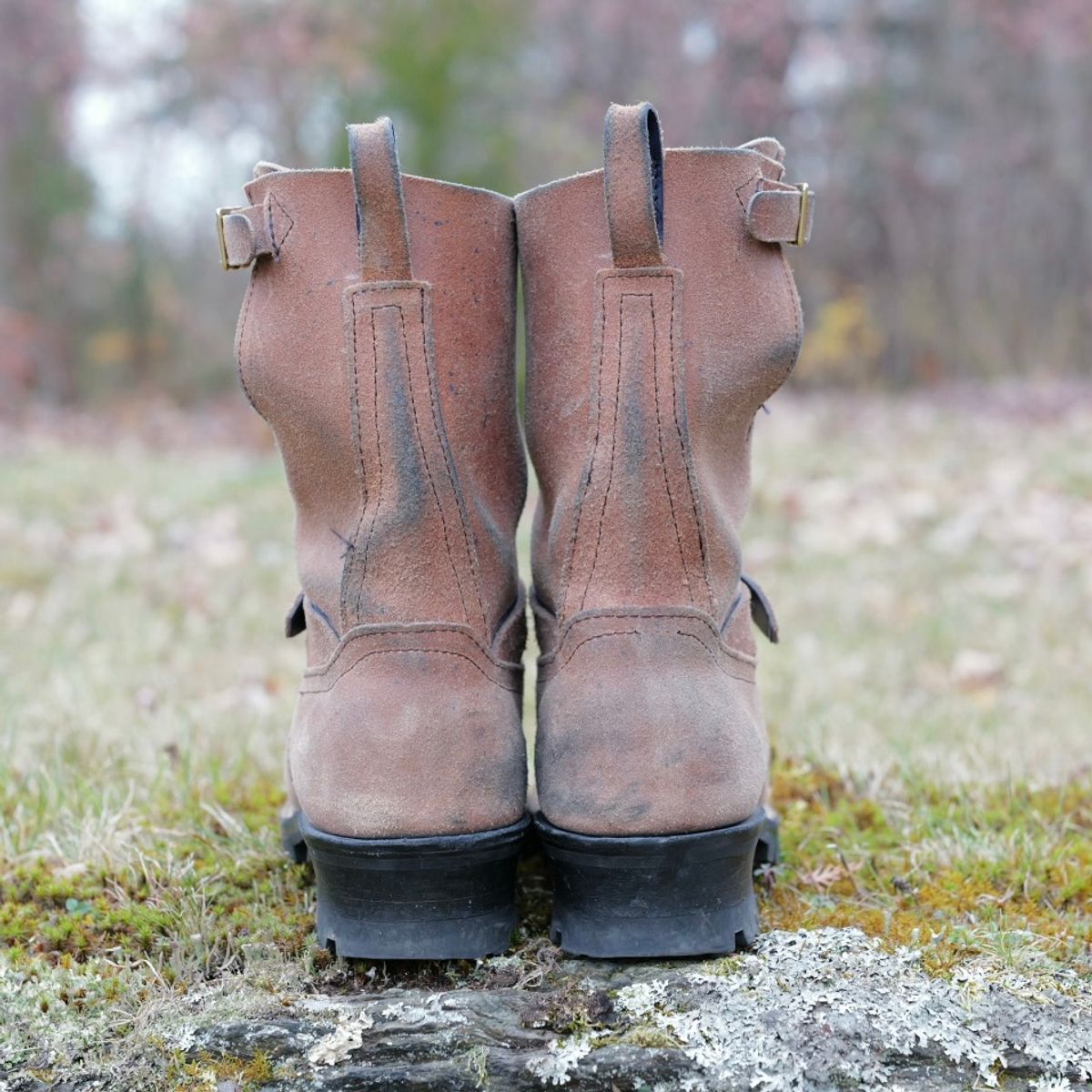Photo by jononono on November 5, 2025 of the Nicks Pullman in Wickett & Craig Cobalt Double Stuffed Roughout.