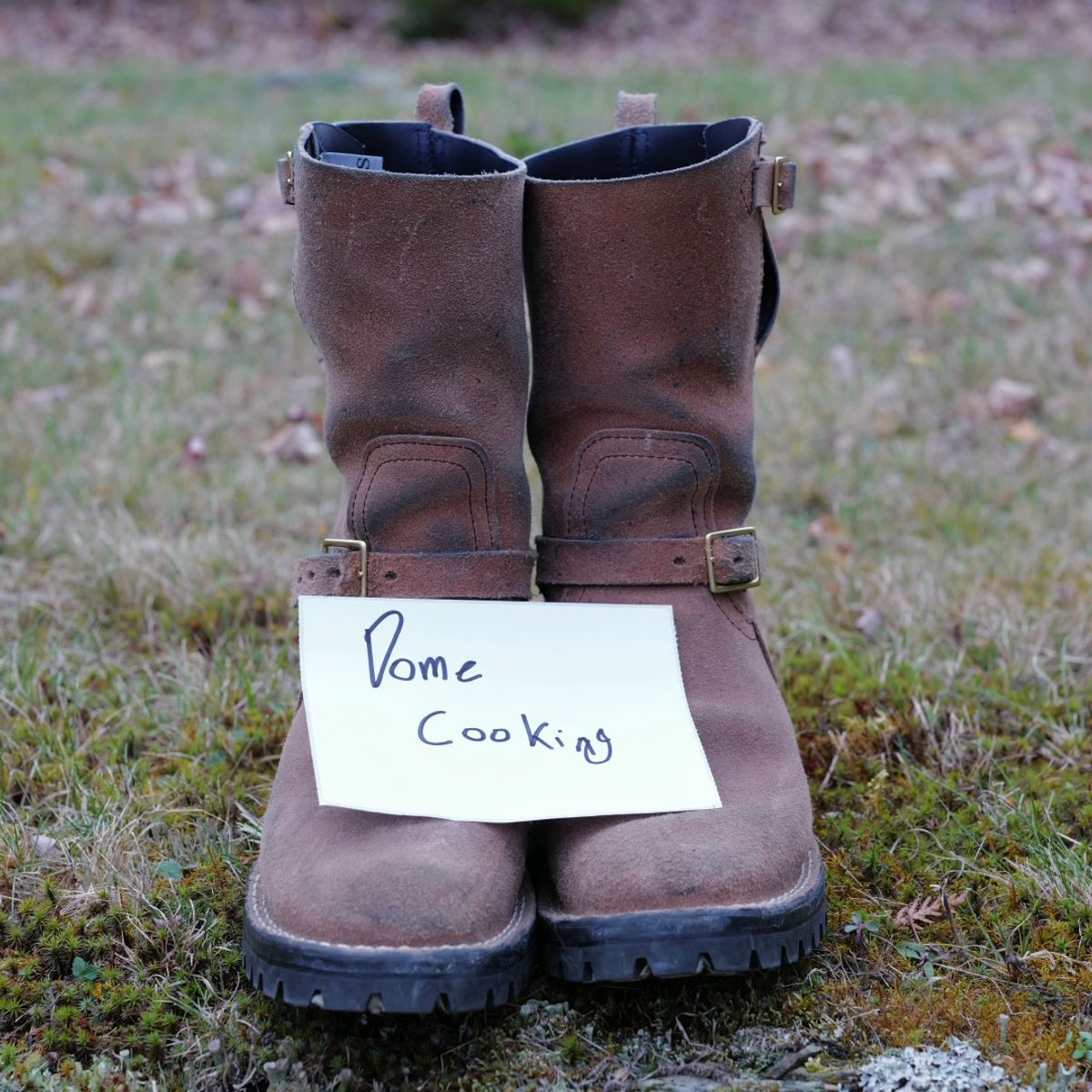 Photo by jononono on November 5, 2025 of the Nicks Pullman in Wickett & Craig Cobalt Double Stuffed Roughout.