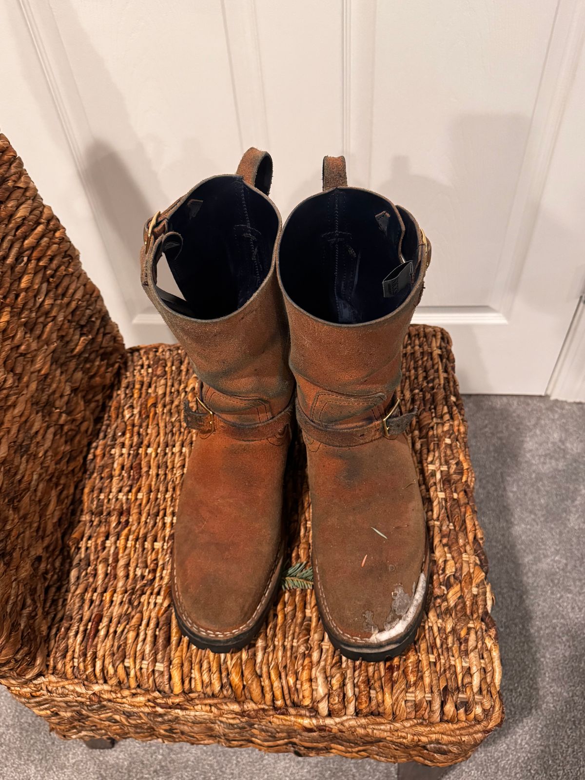 Photo by jononono on January 5, 2026 of the Nicks Pullman in Wickett & Craig Cobalt Double Stuffed Roughout.