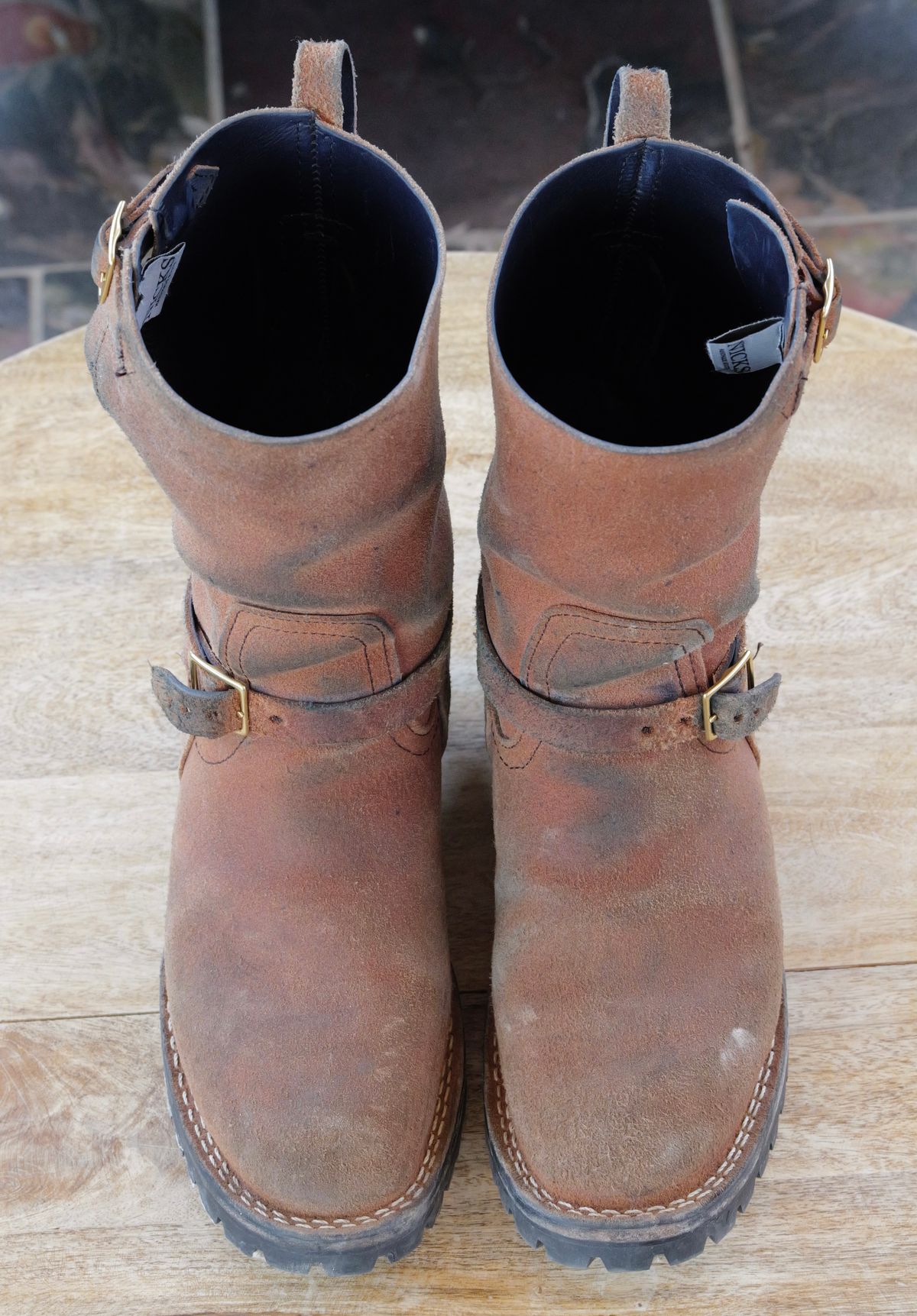 Photo by jononono on March 5, 2026 of the Nicks Pullman in Wickett & Craig Cobalt Double Stuffed Roughout.