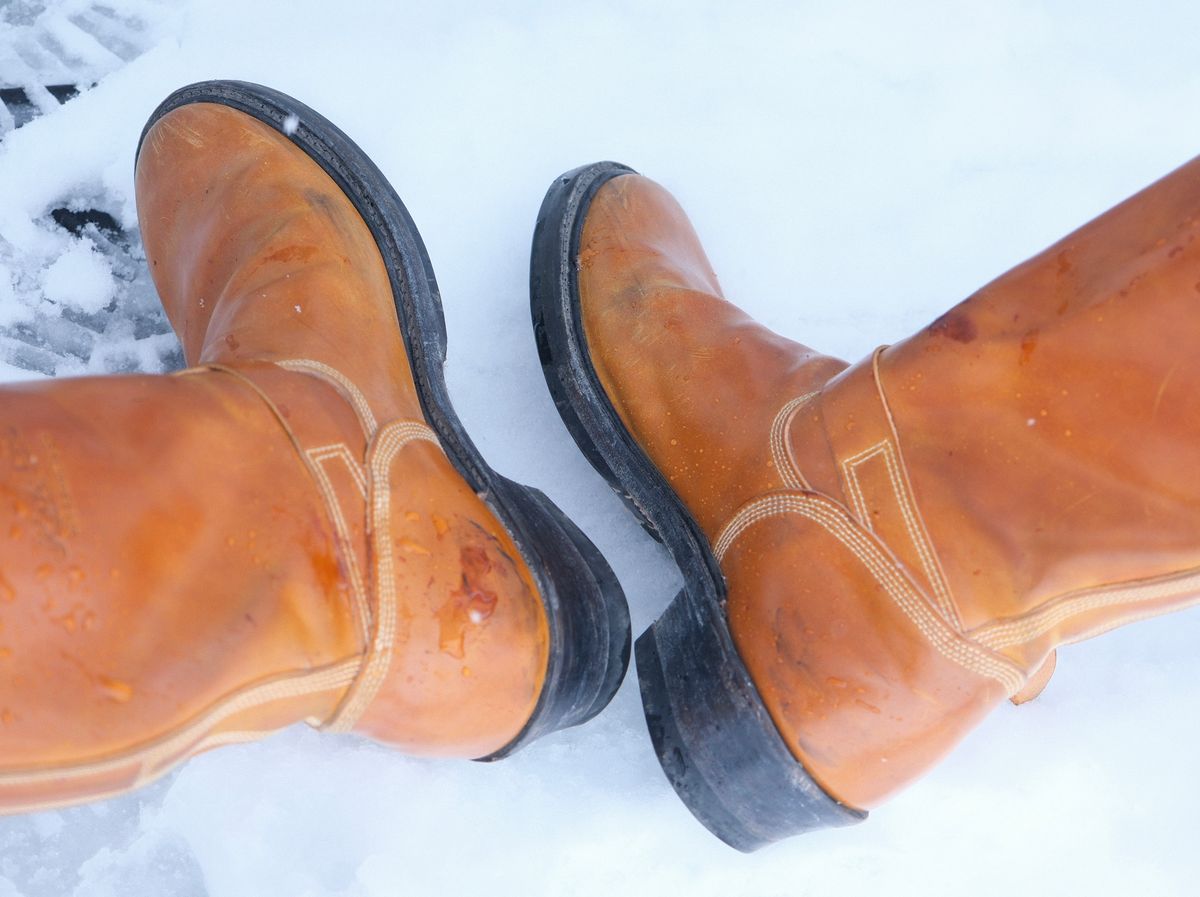 Photo by jononono on April 5, 2024 of the Role Club Engineer Boots in Horween Amaretto Shell Cordovan.