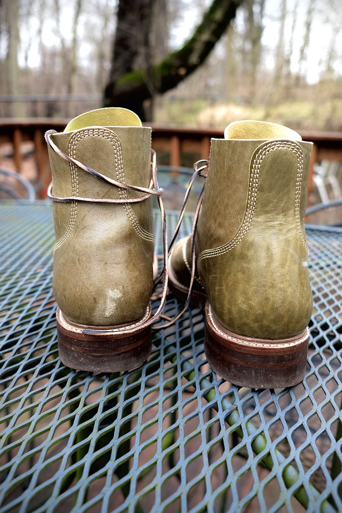Photo by jononono on January 5, 2023 of the John Lofgren M-43 Service Shoes in Shinki Olive Shrunken Horsebutt.
