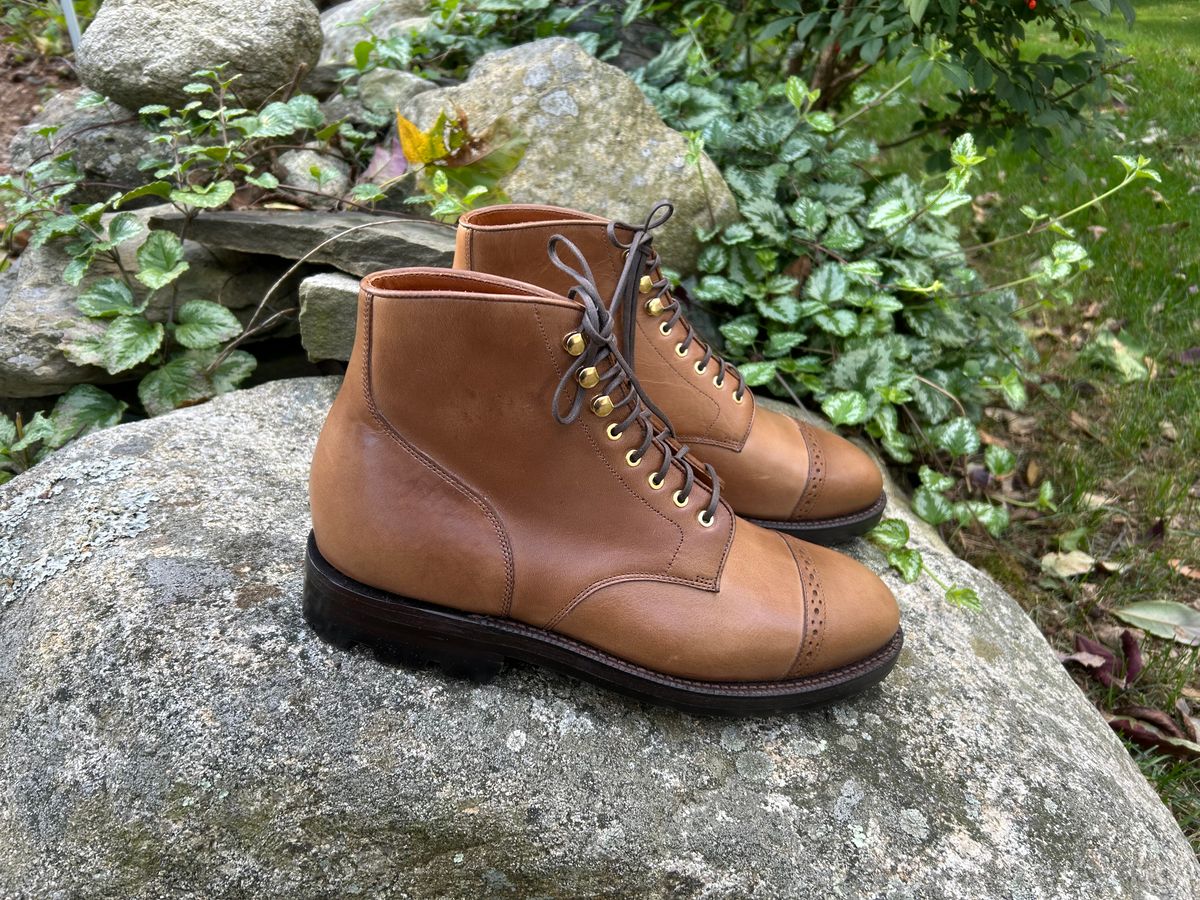 Photo by scitboot on October 2, 2025 of the Grant Stone Garrison Boot in Horween Dune Chromexcel.