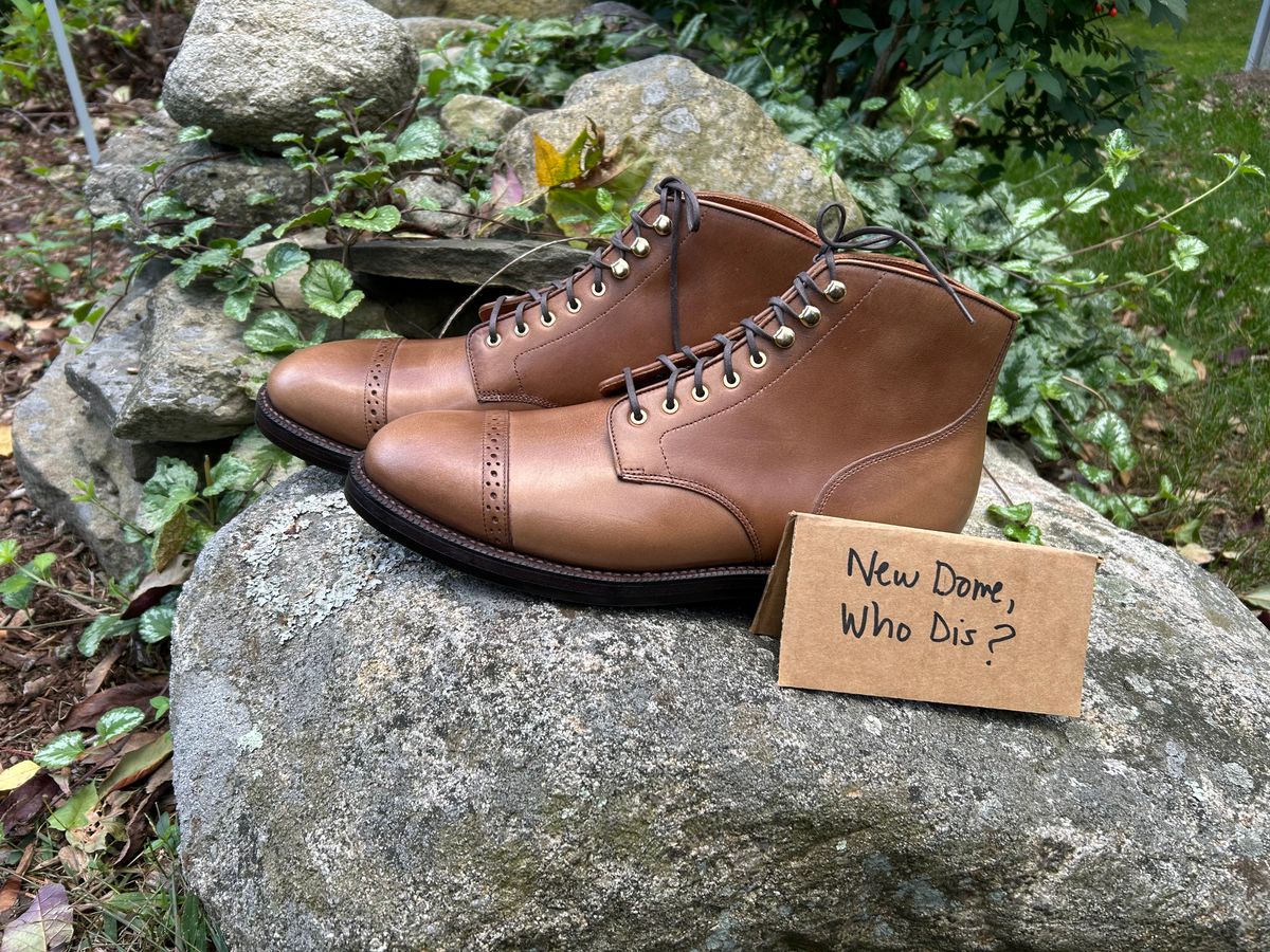 Photo by scitboot on October 2, 2025 of the Grant Stone Garrison Boot in Horween Dune Chromexcel.