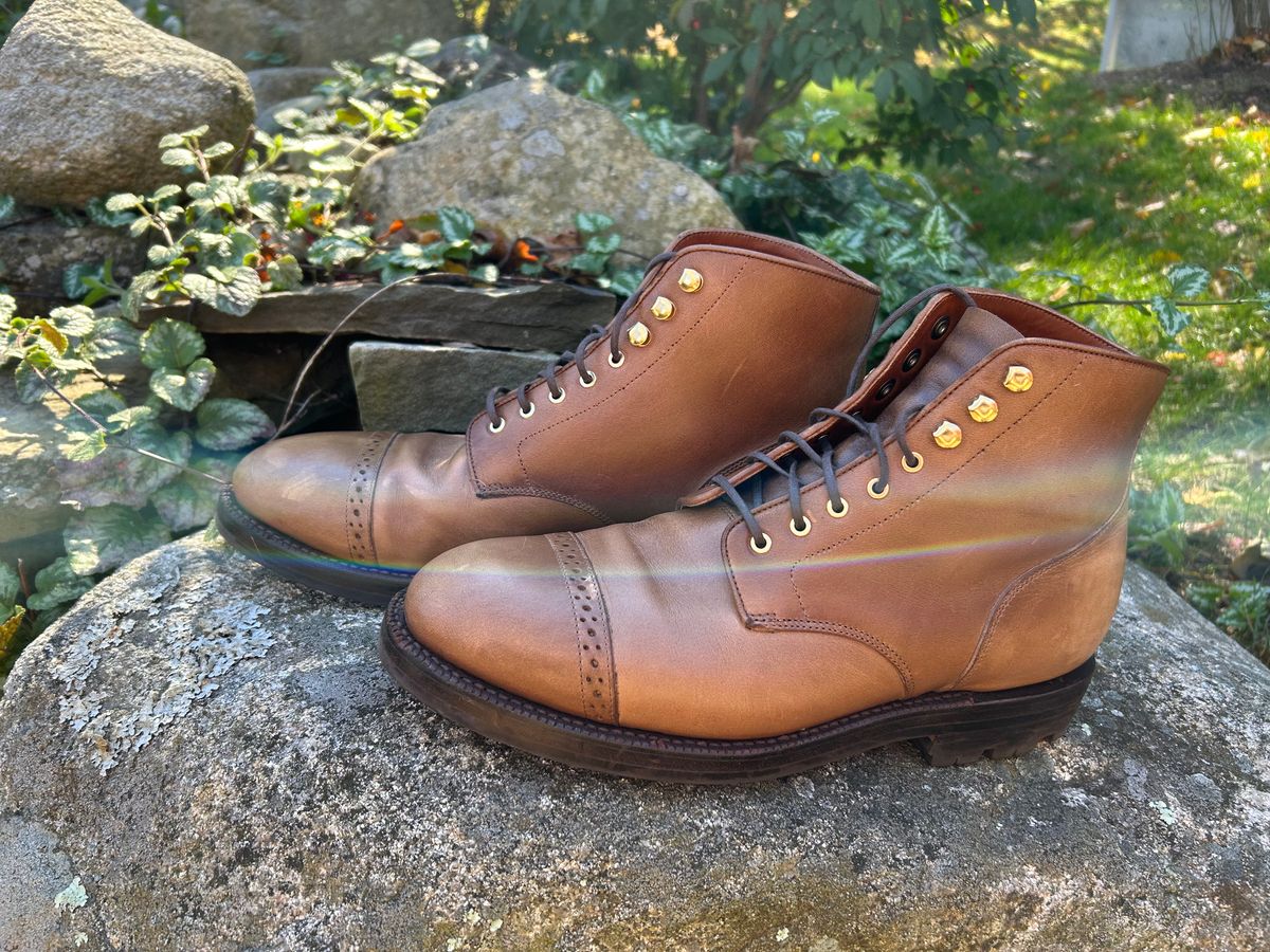 Photo by scitboot on November 1, 2025 of the Grant Stone Garrison Boot in Horween Dune Chromexcel.