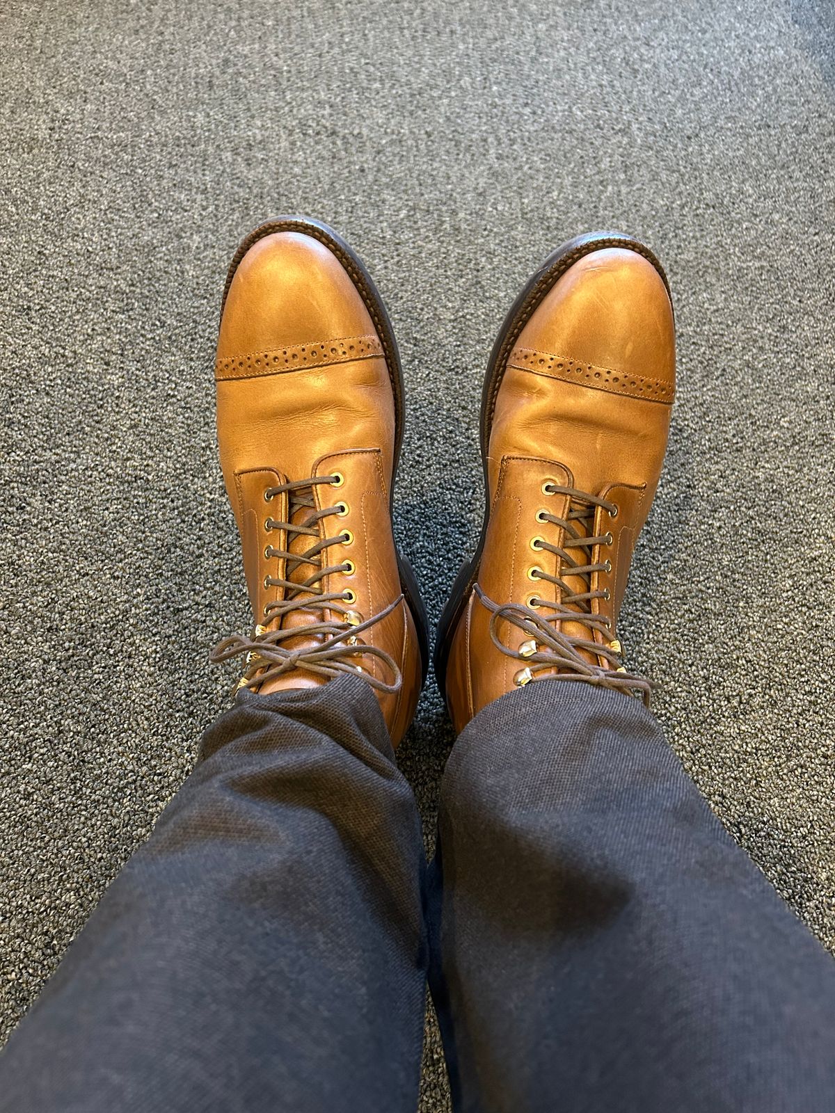 Photo by scitboot on December 2, 2025 of the Grant Stone Garrison Boot in Horween Dune Chromexcel.