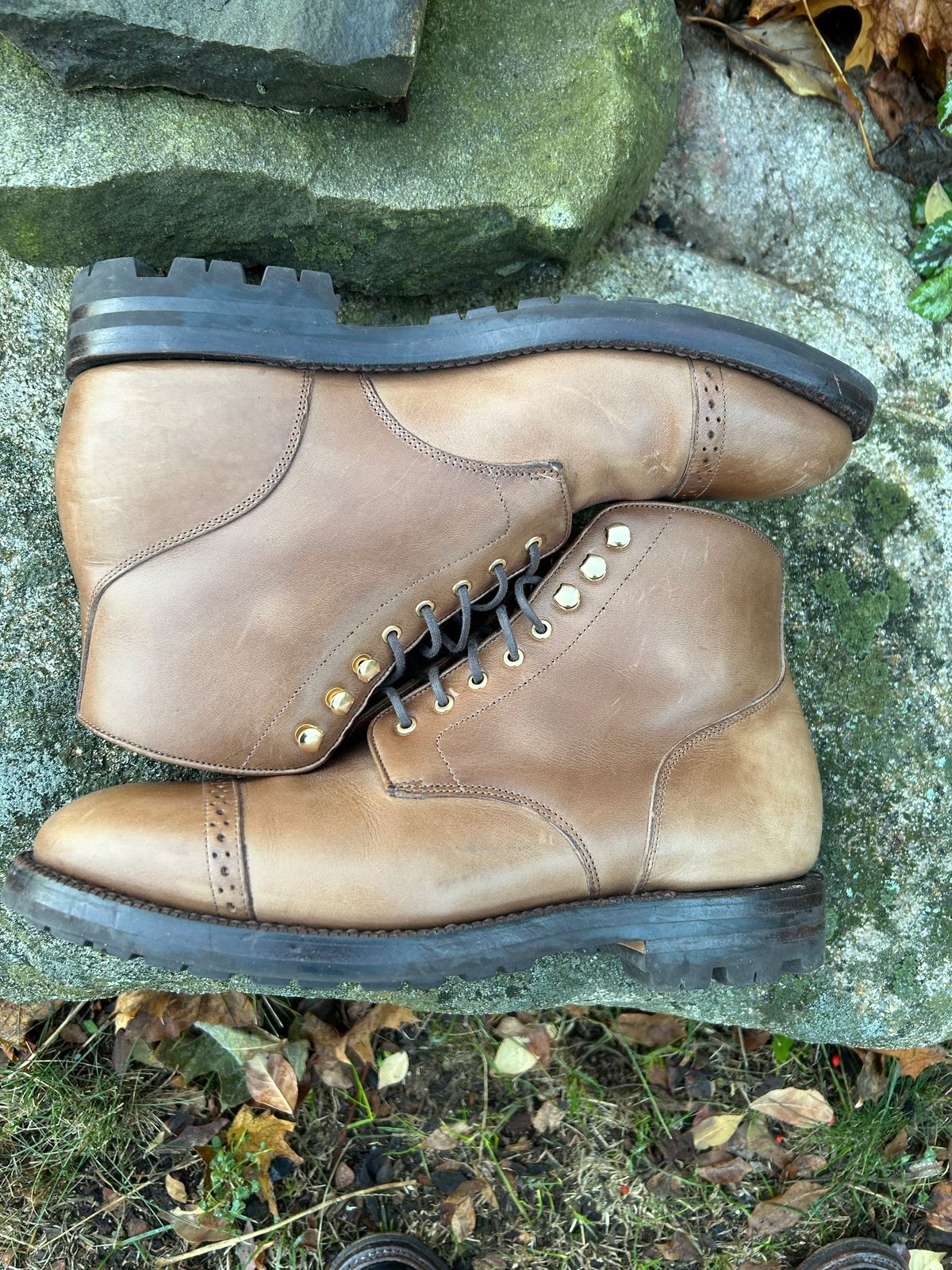 Photo by scitboot on December 1, 2025 of the Grant Stone Garrison Boot in Horween Dune Chromexcel.