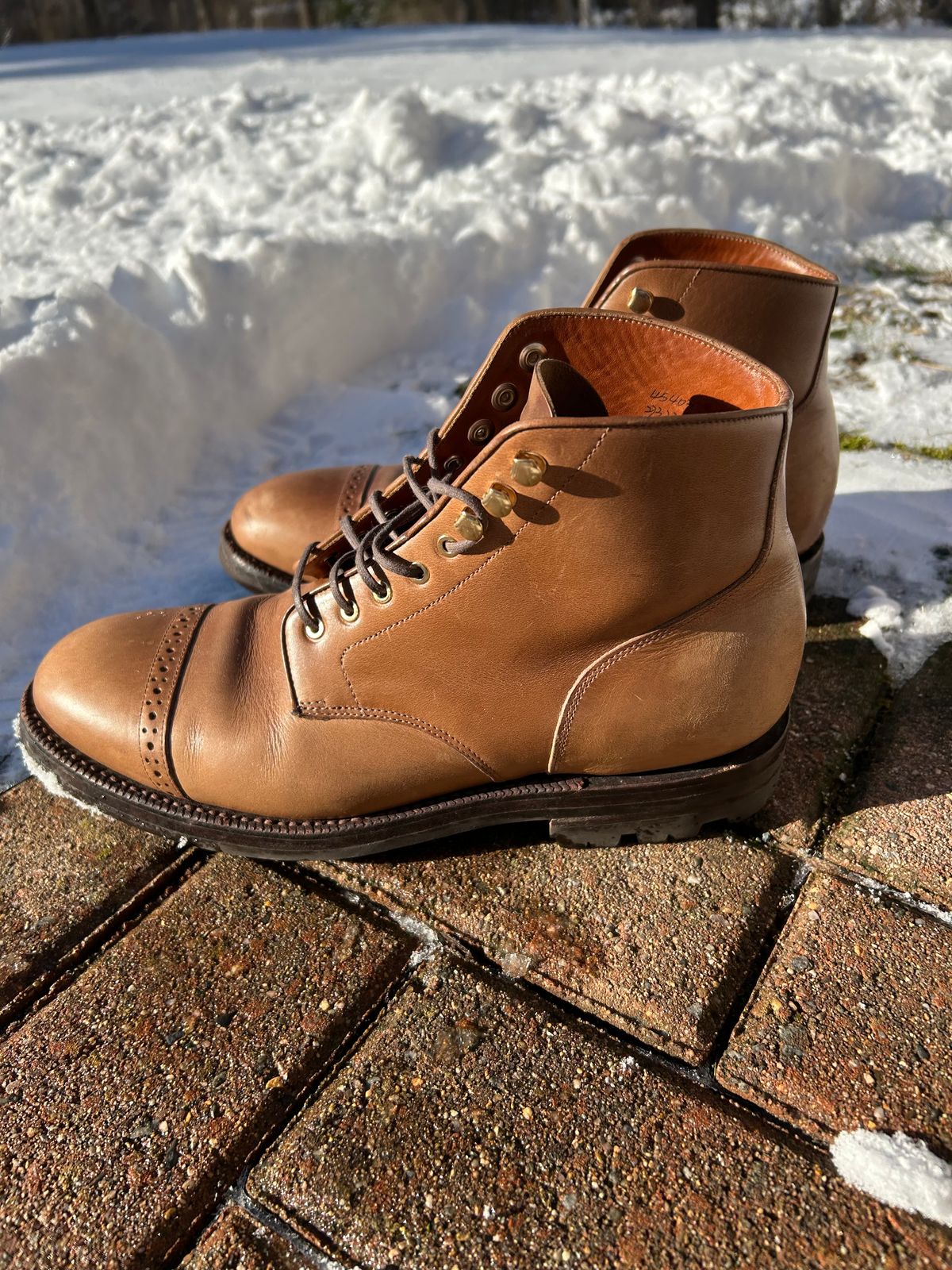Photo by scitboot on January 1, 2026 of the Grant Stone Garrison Boot in Horween Dune Chromexcel.