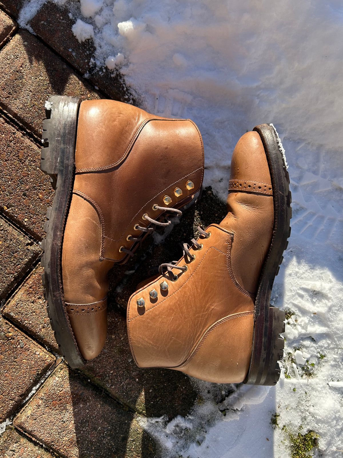 Photo by scitboot on January 1, 2026 of the Grant Stone Garrison Boot in Horween Dune Chromexcel.