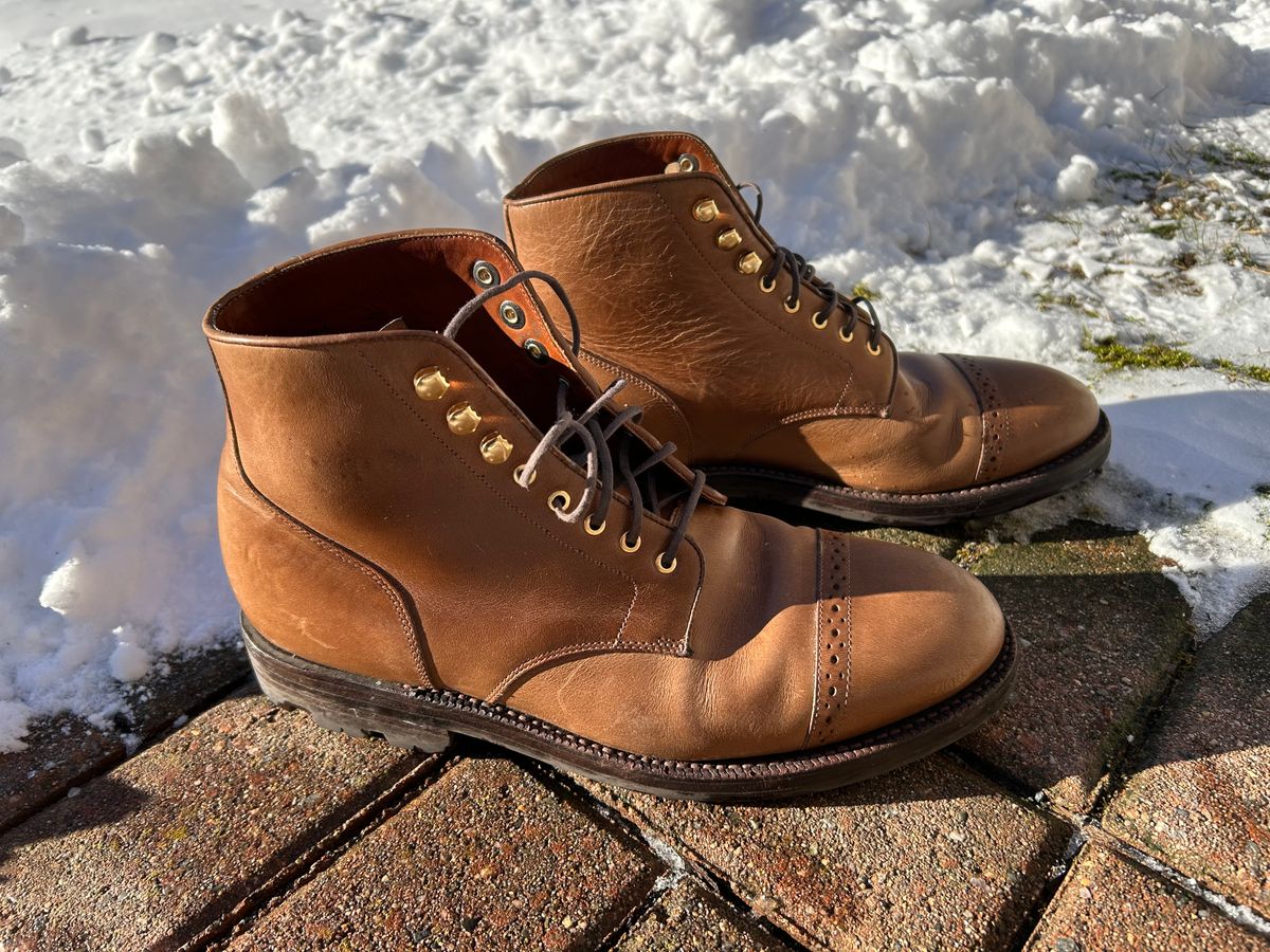 Photo by scitboot on January 1, 2026 of the Grant Stone Garrison Boot in Horween Dune Chromexcel.