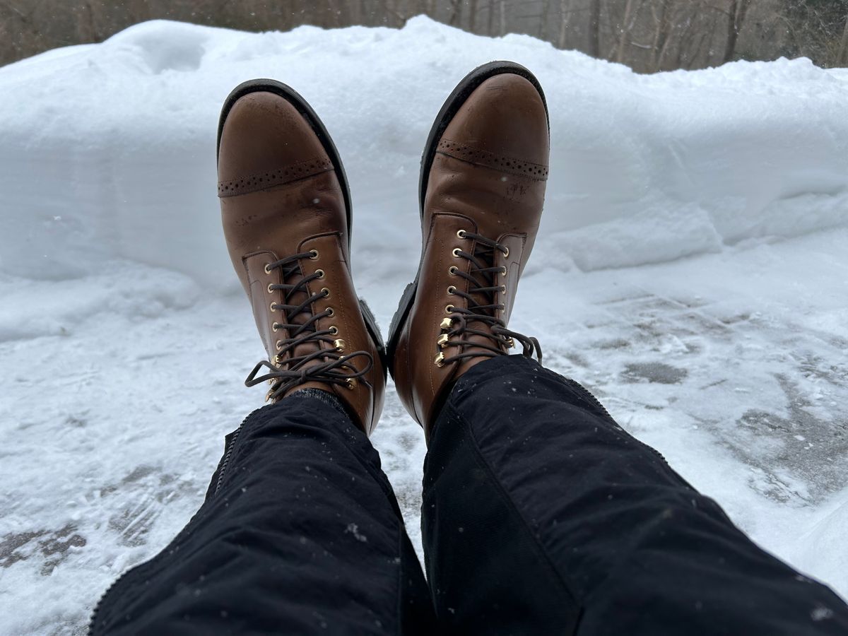 Photo by scitboot on February 1, 2026 of the Grant Stone Garrison Boot in Horween Dune Chromexcel.