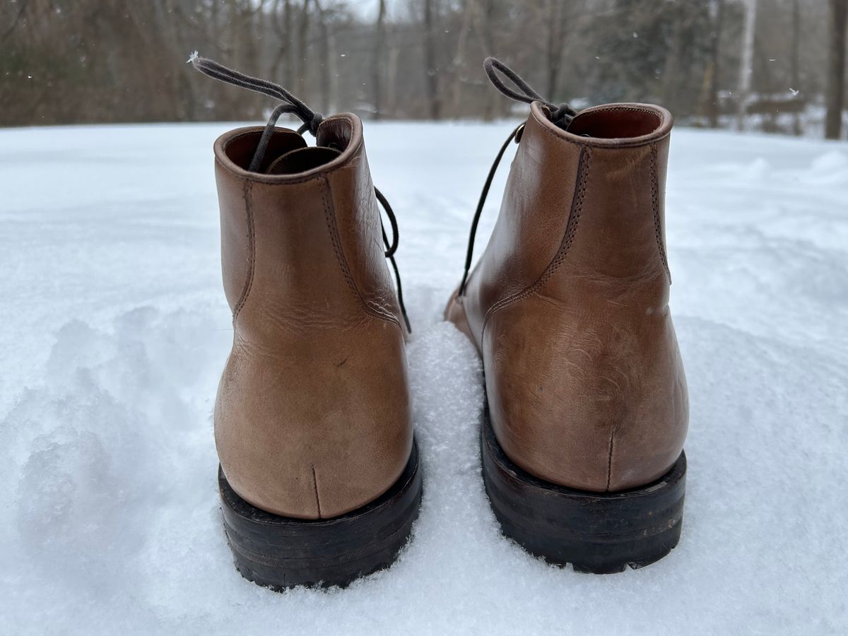 Photo by scitboot on February 1, 2026 of the Grant Stone Garrison Boot in Horween Dune Chromexcel.