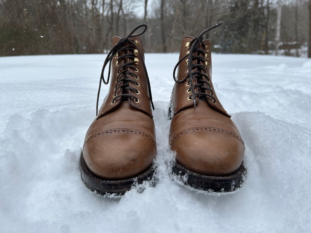 Photo by scitboot on February 1, 2026 of the Grant Stone Garrison Boot in Horween Dune Chromexcel.