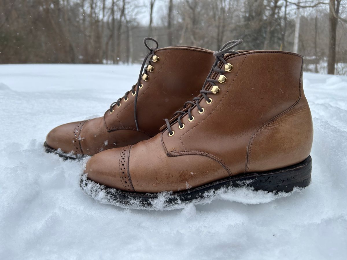Photo by scitboot on February 1, 2026 of the Grant Stone Garrison Boot in Horween Dune Chromexcel.