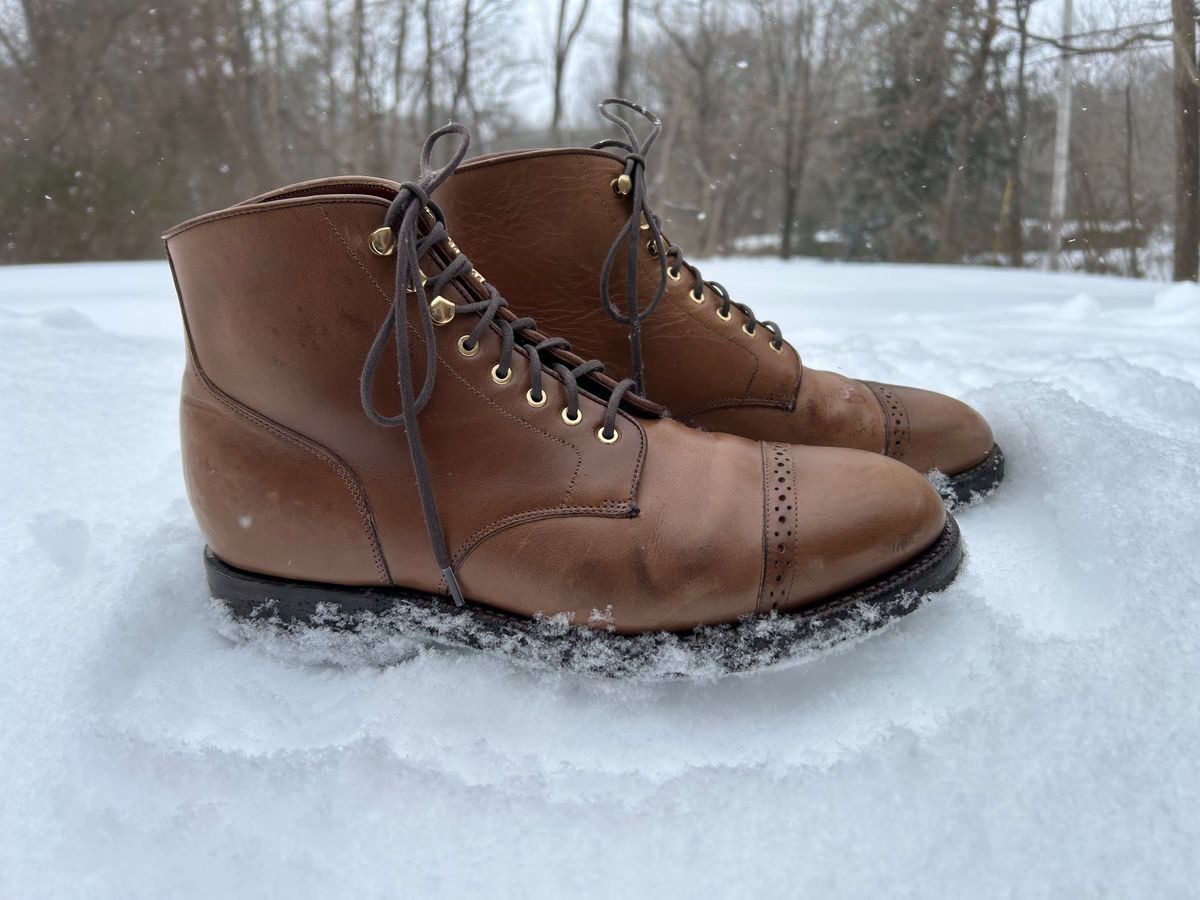 Photo by scitboot on February 1, 2026 of the Grant Stone Garrison Boot in Horween Dune Chromexcel.