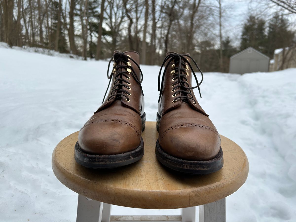 Photo by scitboot on March 1, 2026 of the Grant Stone Garrison Boot in Horween Dune Chromexcel.